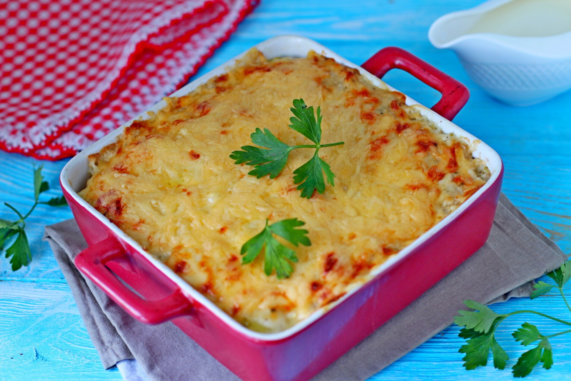 Шаг 18 приготовления Низкокалорийная лазанья из кабачков с курицей