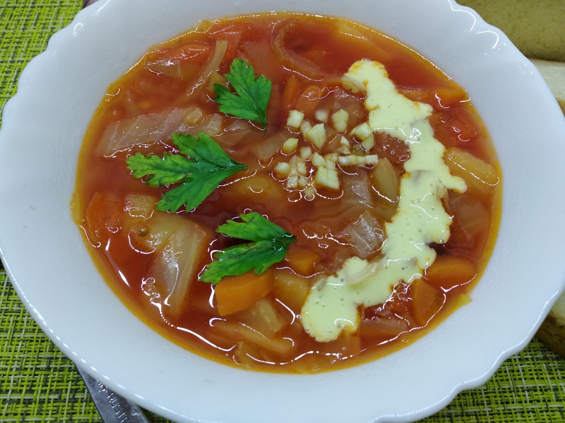 Шаг 10 приготовления Борщ с говядиной и свежей капустой