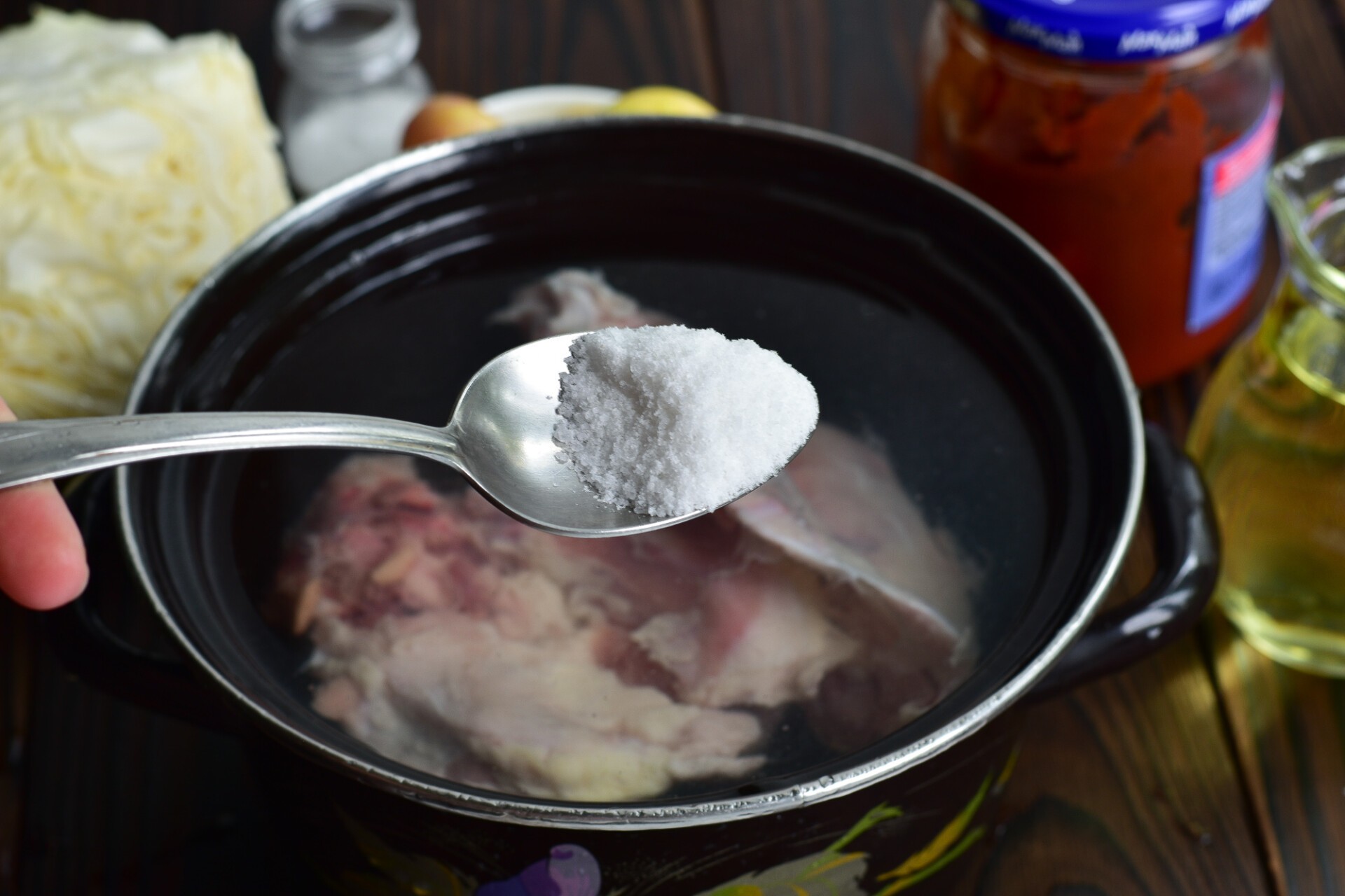 Шаг 1 приготовления Борщ с курицей без свеклы