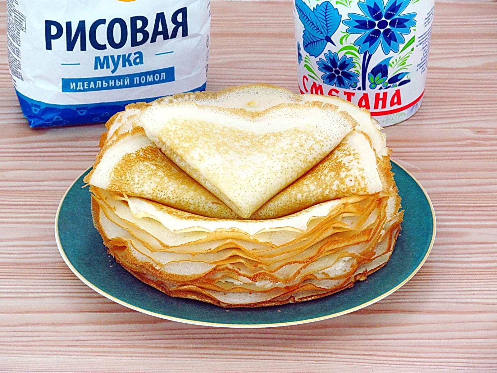 Шаг 9 приготовления Рисовые блины на молоке