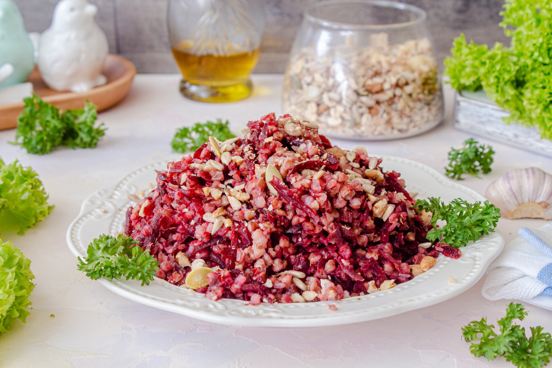 Шаг 8 приготовления Салат из свеклы и гречки