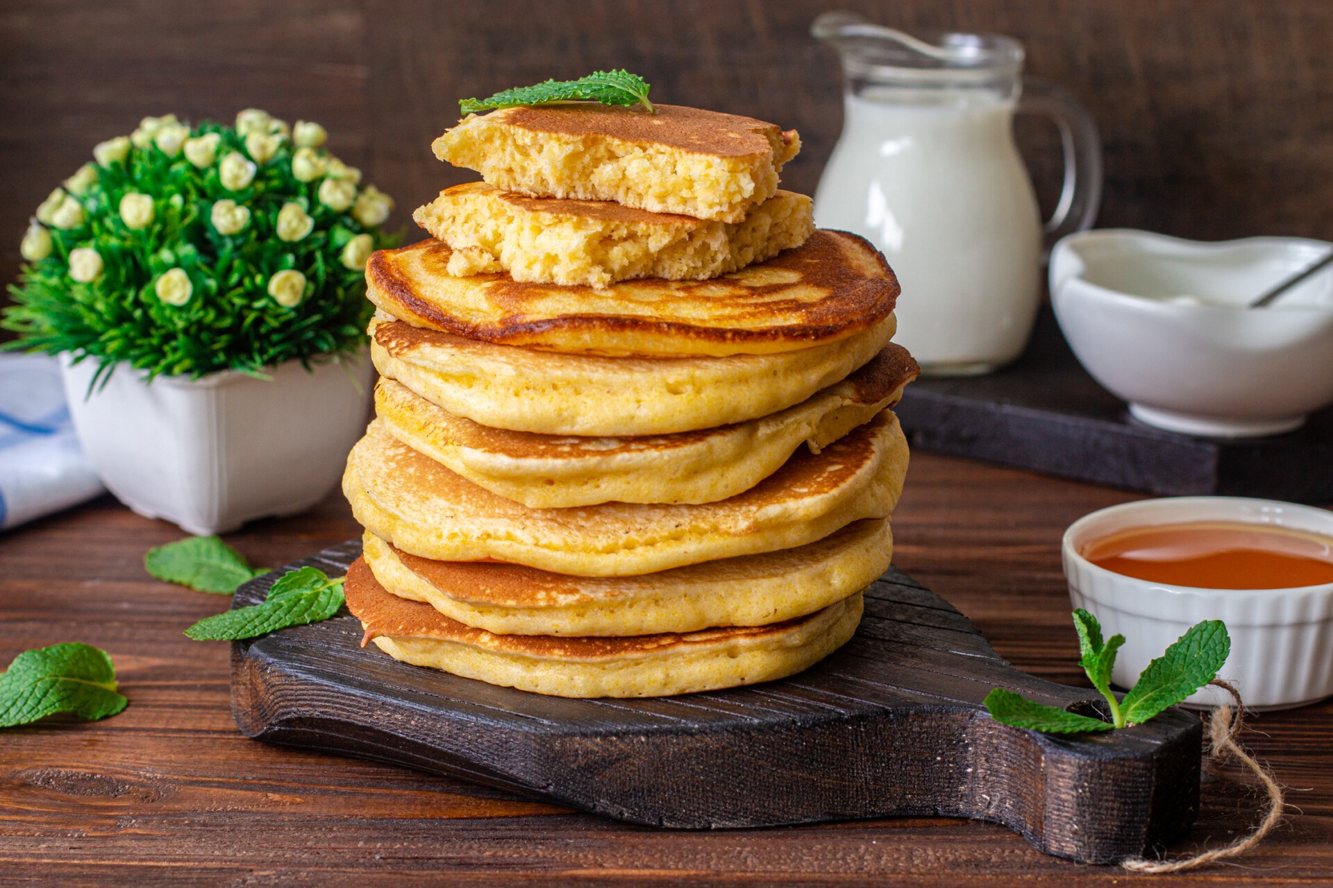 Шаг 8 приготовления Кукурузные панкейки на кефире