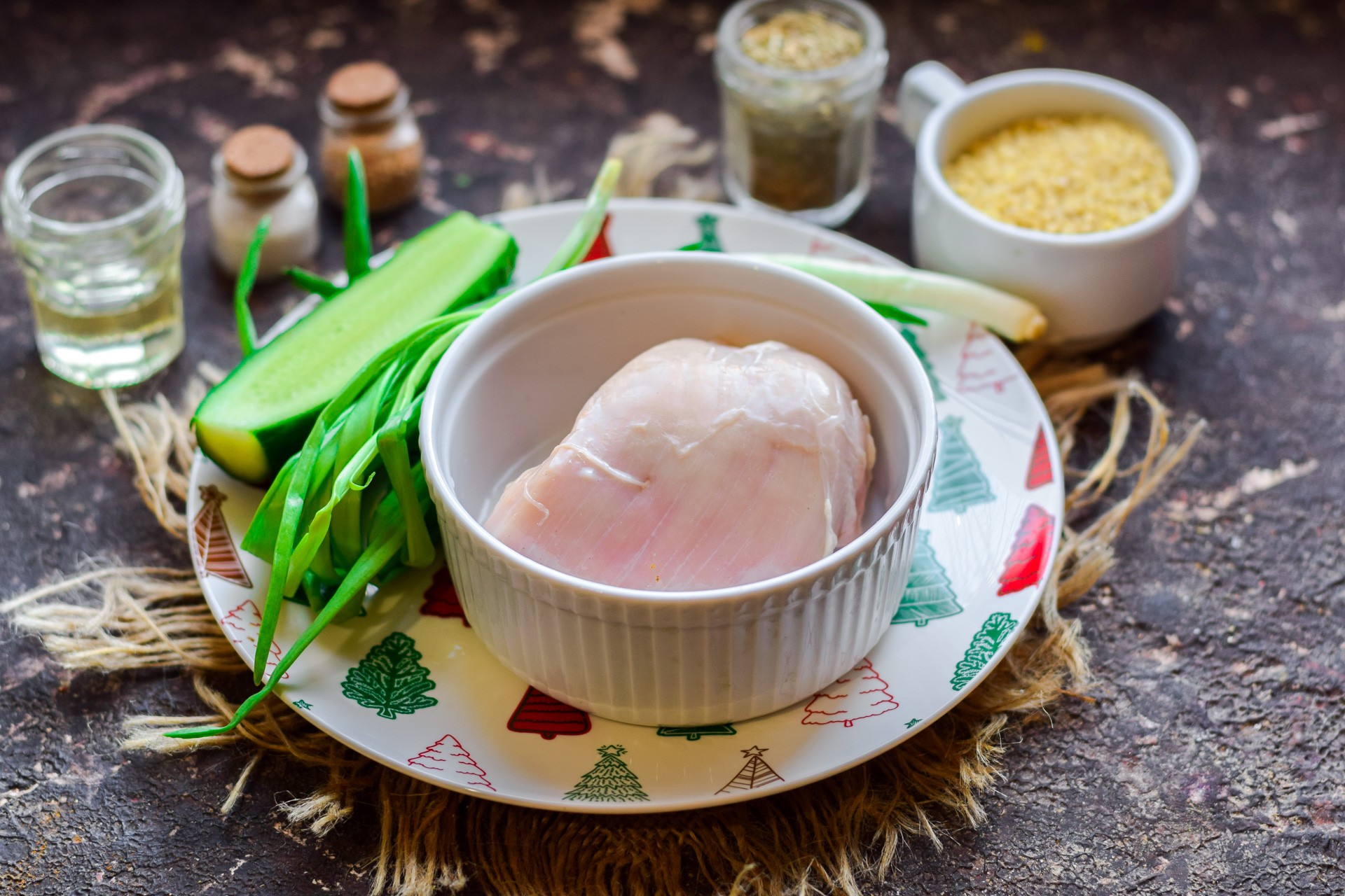 Ингредиенты Теплый салат с булгуром и курицей Фото ингредиенты Теплый салат с булгуром и курицей