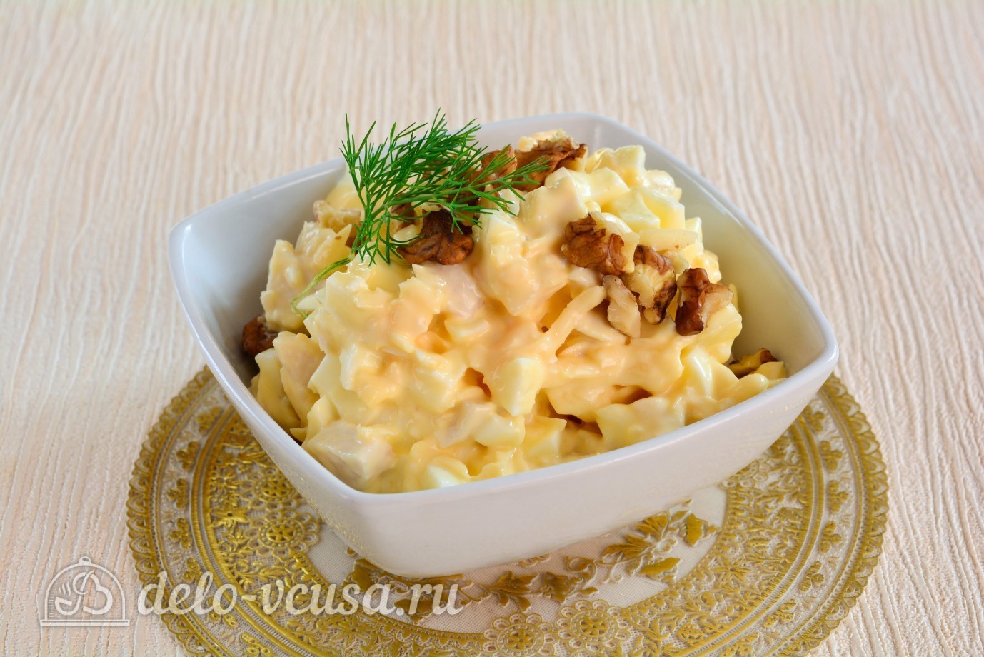 Шаг 7 приготовления Салат с курицей и ананасами
