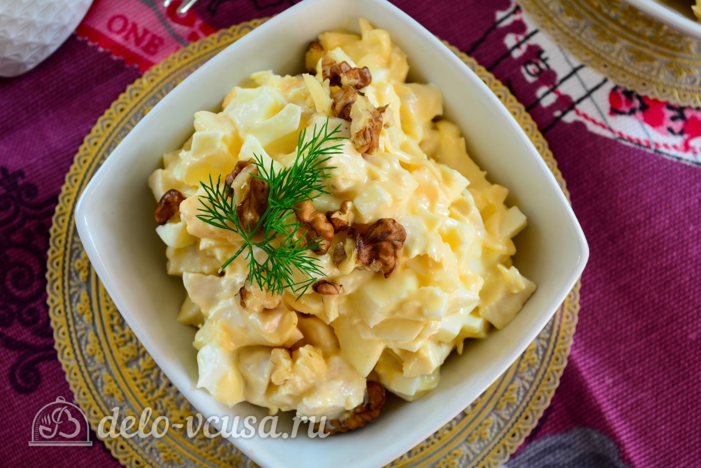 Шаг 8 приготовления Салат с курицей и ананасами