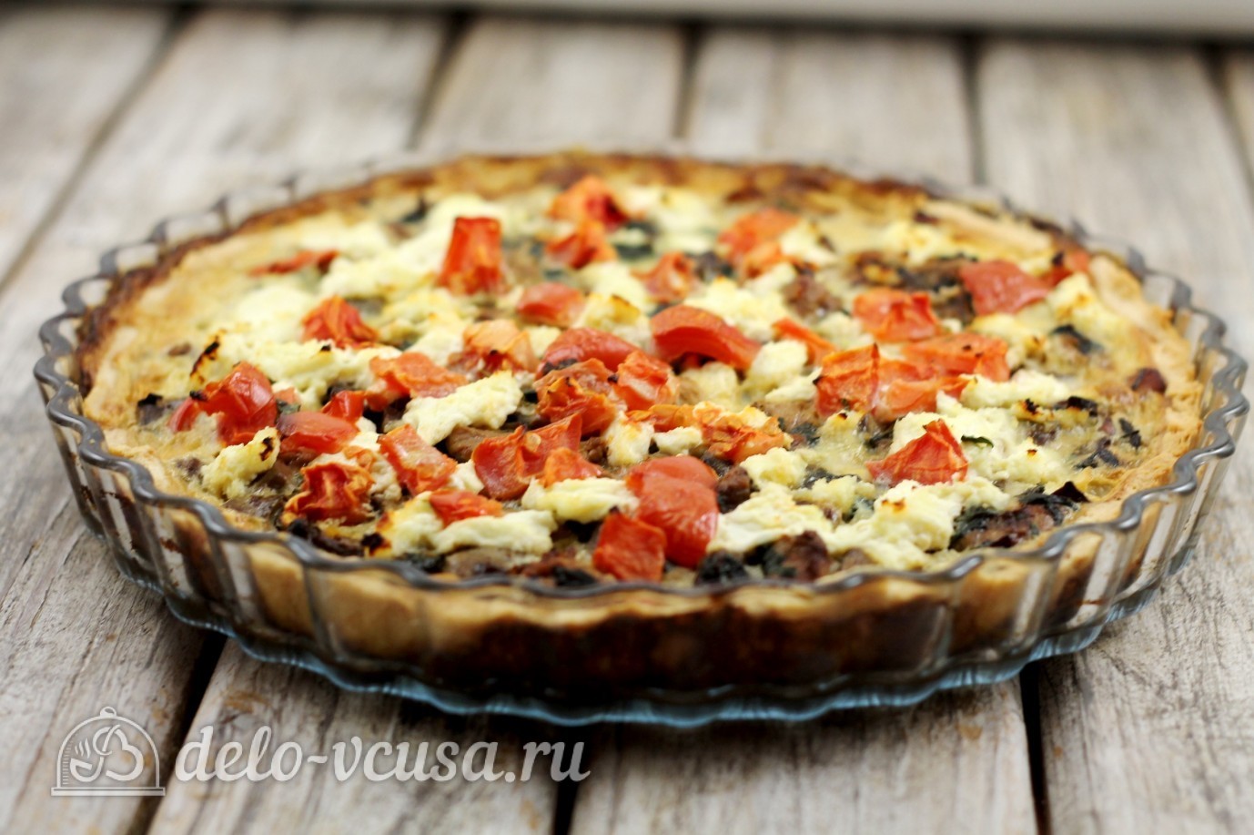 Шаг 15 приготовления Киш с курицей и грибами