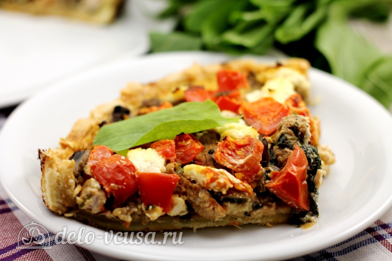 Шаг 17 приготовления Киш с курицей и грибами