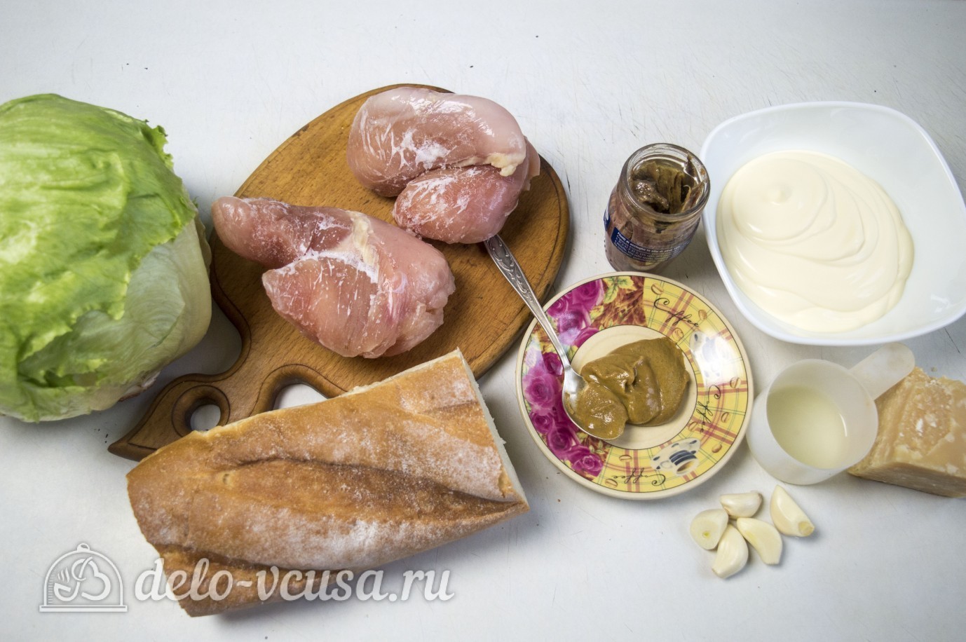Ингредиенты Салат Цезарь с курицей и сухариками Фото ингредиенты Салат Цезарь с курицей и сухариками