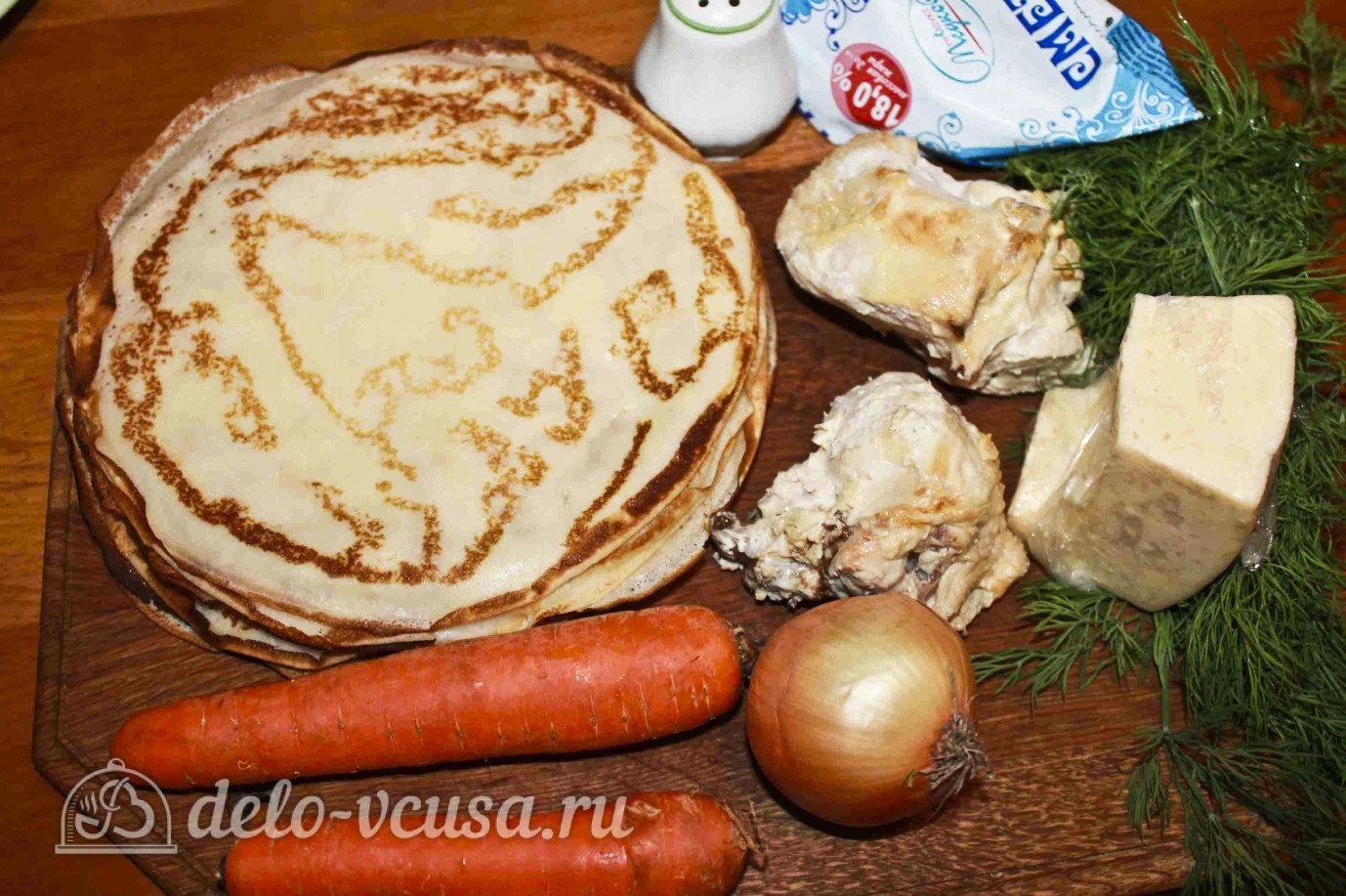 Ингредиенты Блины с курицей и морковью Фото ингредиенты Блины с курицей и морковью
