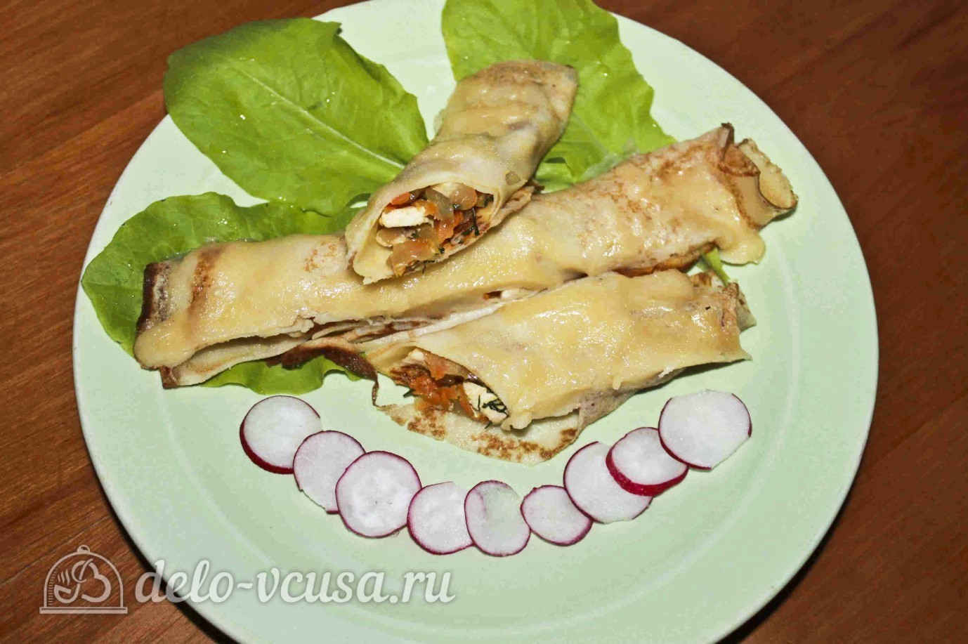 Шаг 10 приготовления Блины с курицей и морковью