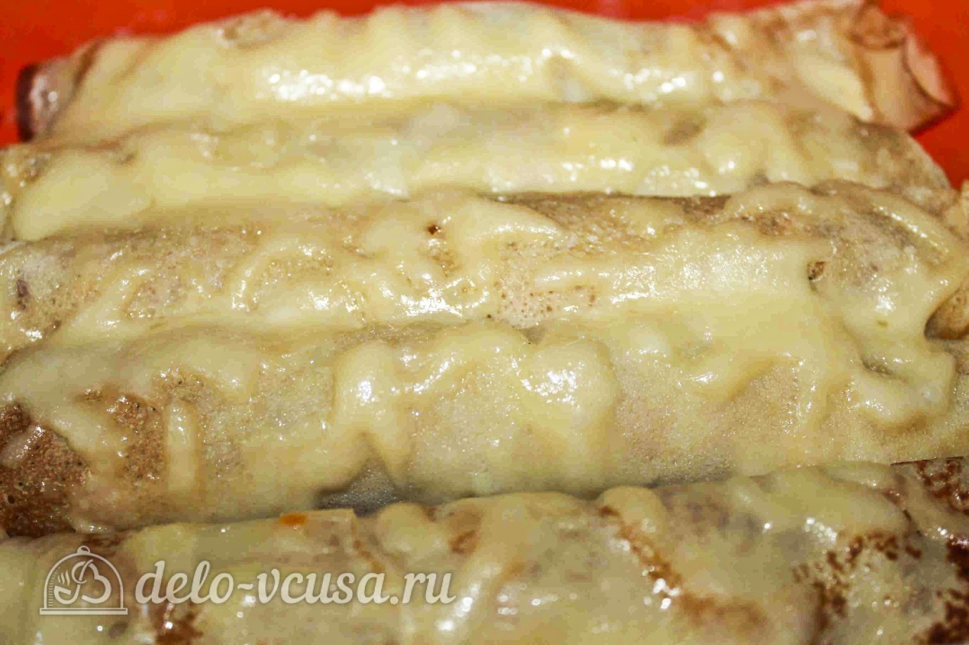 Шаг 9 приготовления Блины с курицей и морковью