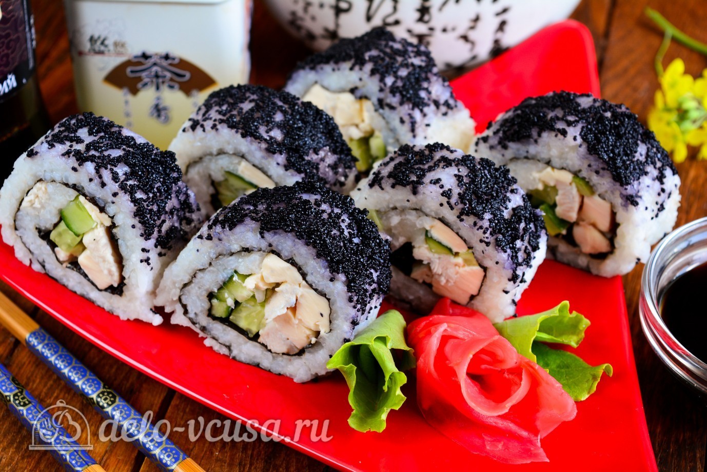 Обложка рецепта Роллы с огурцом, курицей и тофу