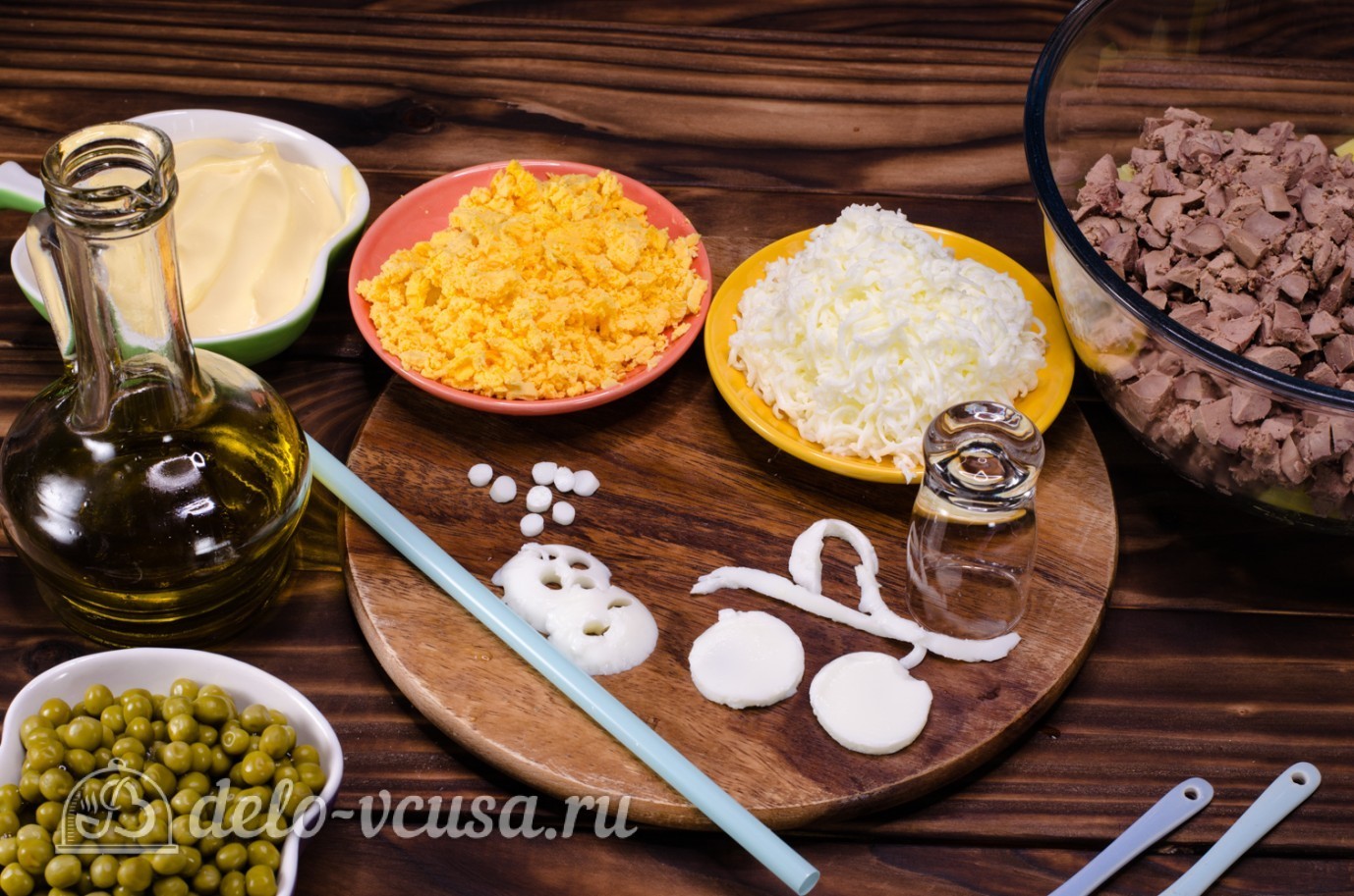 Шаг 7 приготовления Салат Собачка с печенью