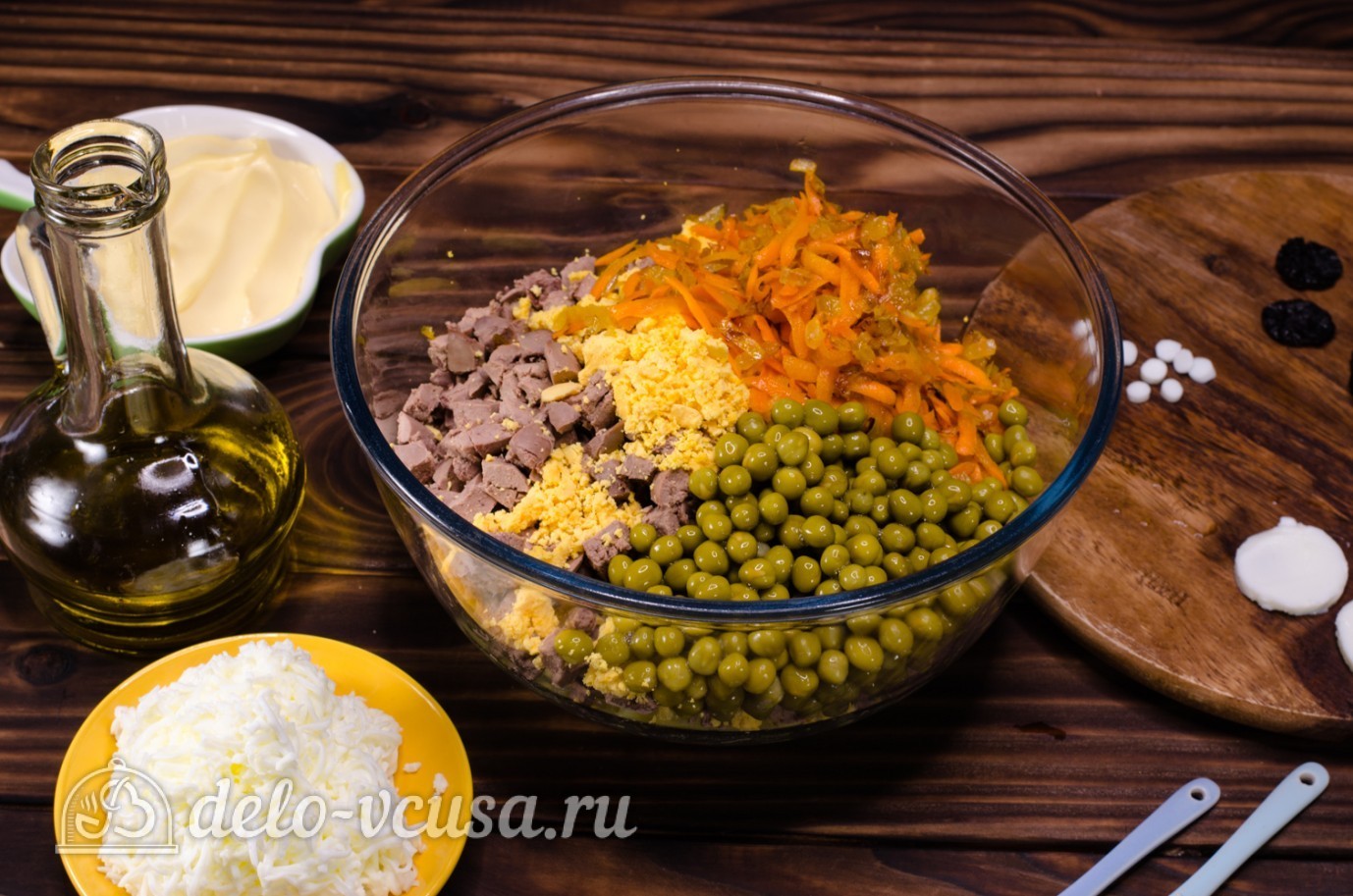 Шаг 9 приготовления Салат Собачка с печенью