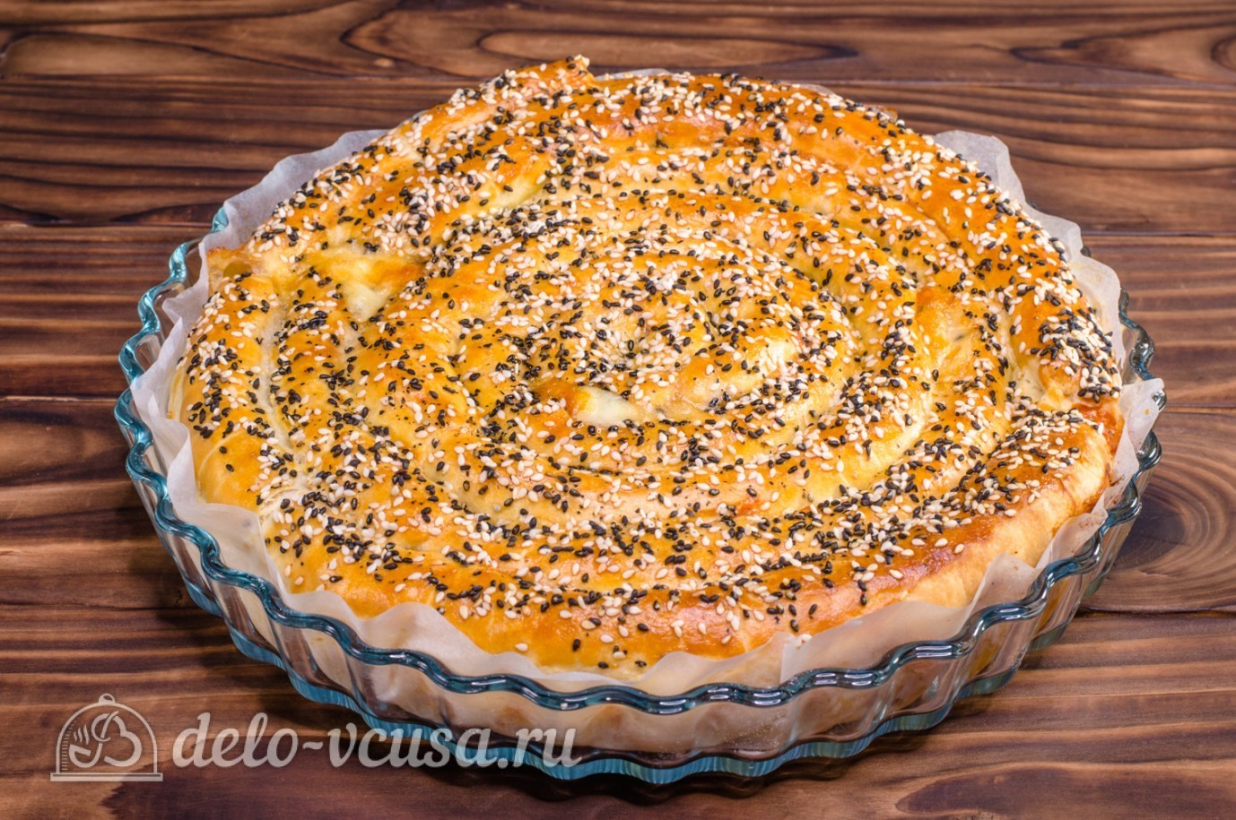 Шаг 10 приготовления Пирог улитка с сыром и ветчиной