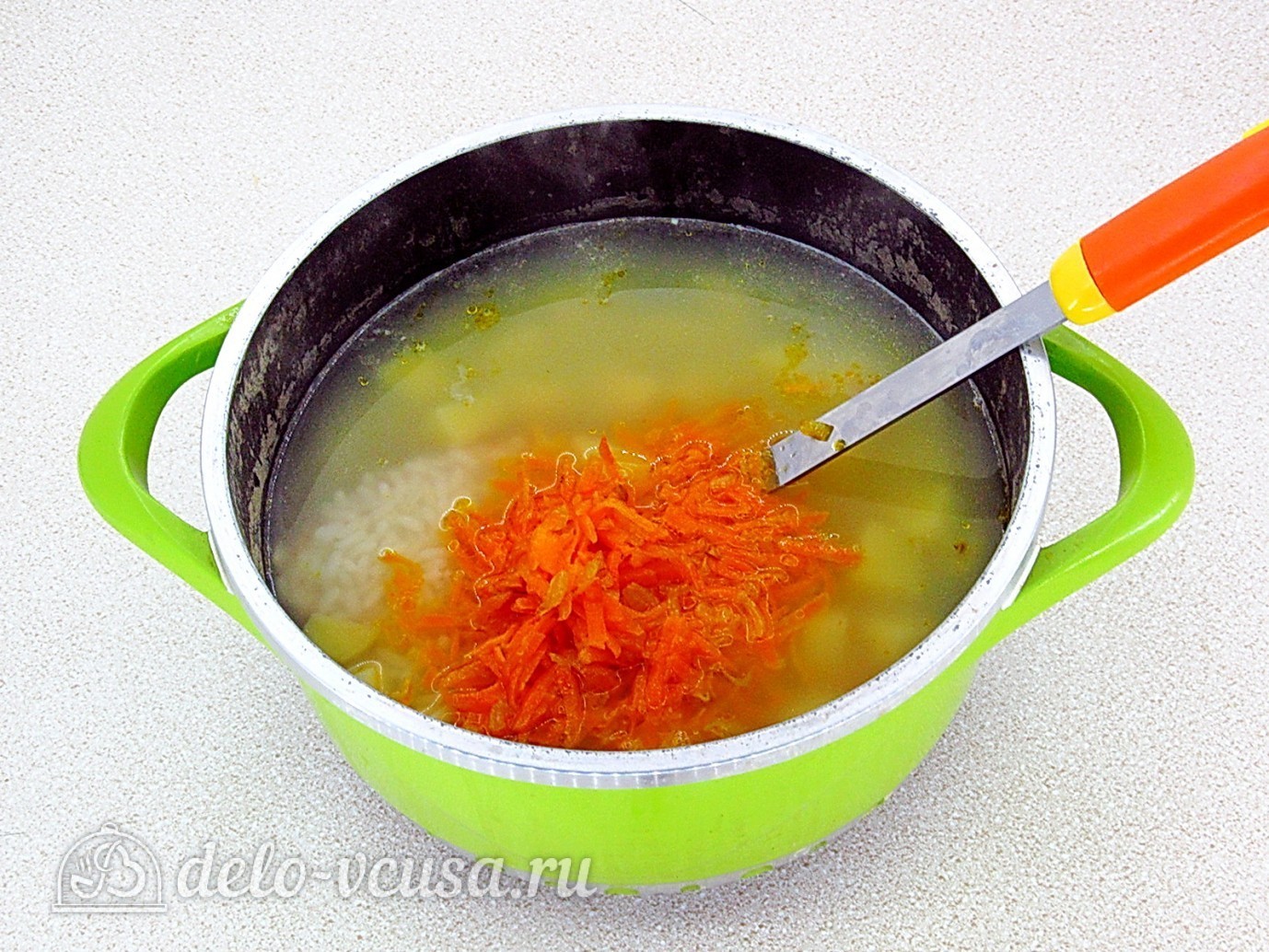 Шаг 8 приготовления Суп из рыбной консервы с рисом