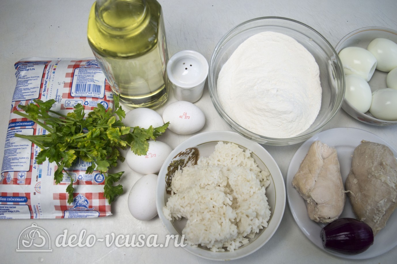 Ингредиенты Блины с курицей и рисом Фото ингредиенты Блины с курицей и рисом