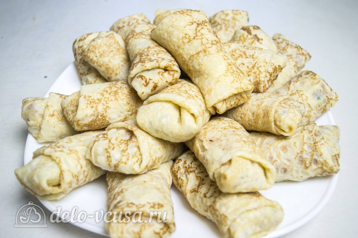 Шаг 14 приготовления Блины с курицей и рисом