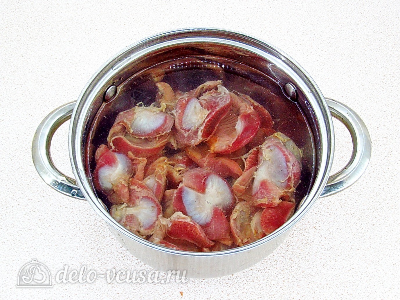 Шаг 1 приготовления Блинчики с куриными желудками и рисом