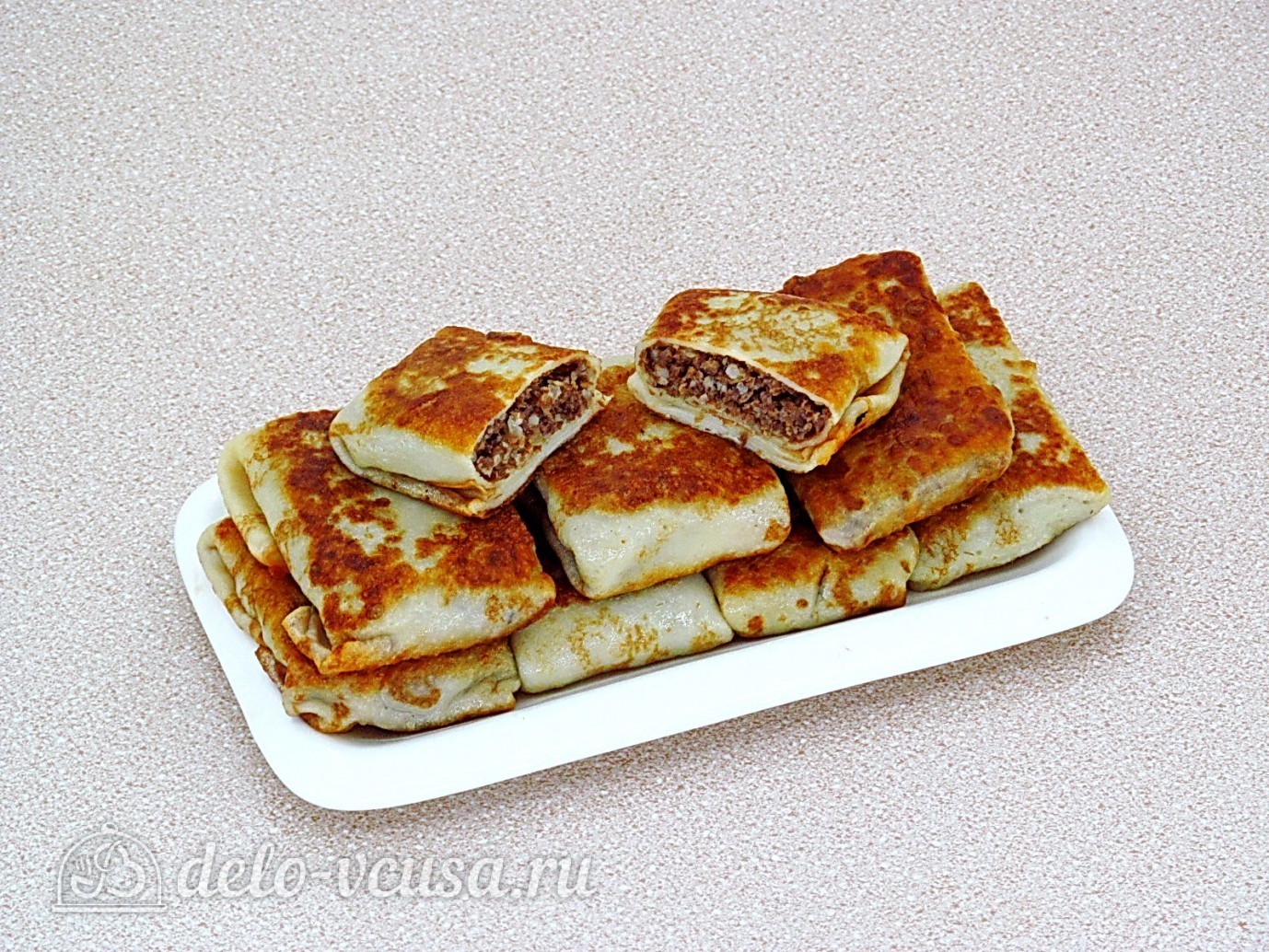 Шаг 17 приготовления Блинчики с куриными желудками и рисом