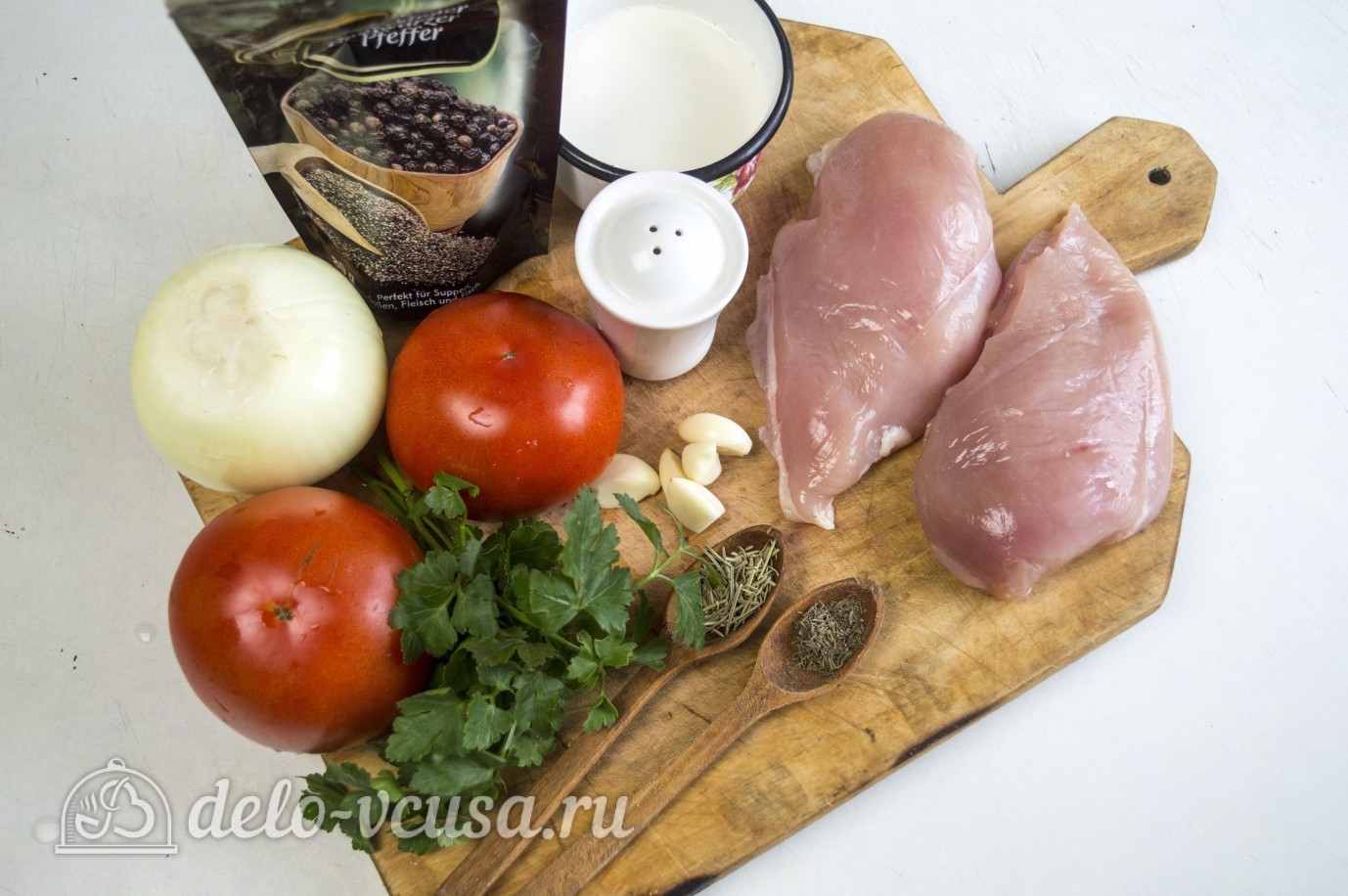 Ингредиенты Курица с помидорами в сливках Фото ингредиенты Курица с помидорами в сливках