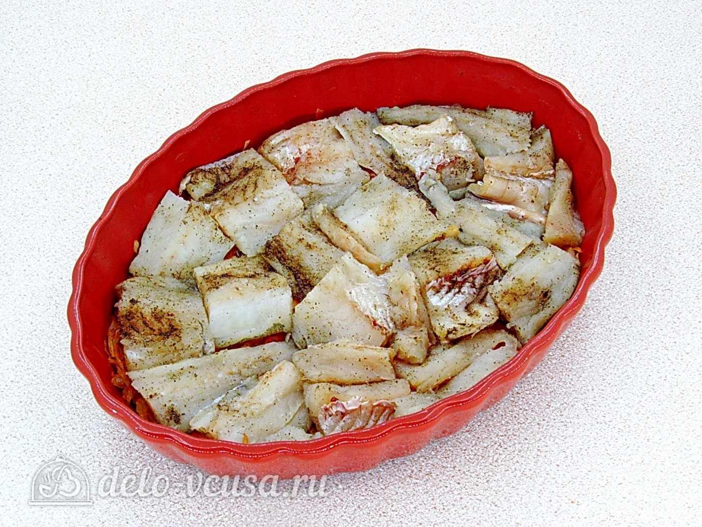 Шаг 13 приготовления Рыба, запеченная с капустой