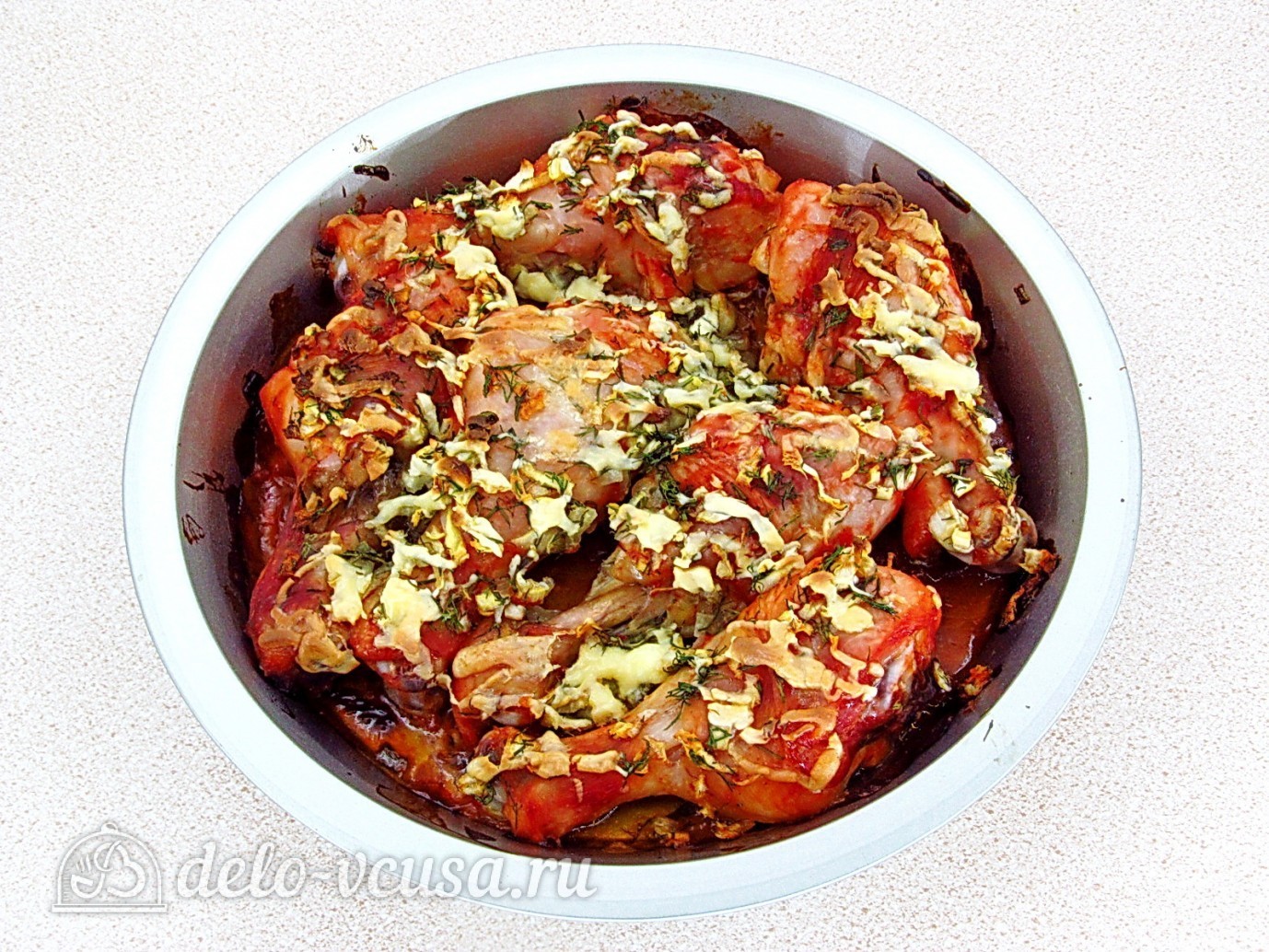 Шаг 11 приготовления Куриные голени с кетчупом в духовке