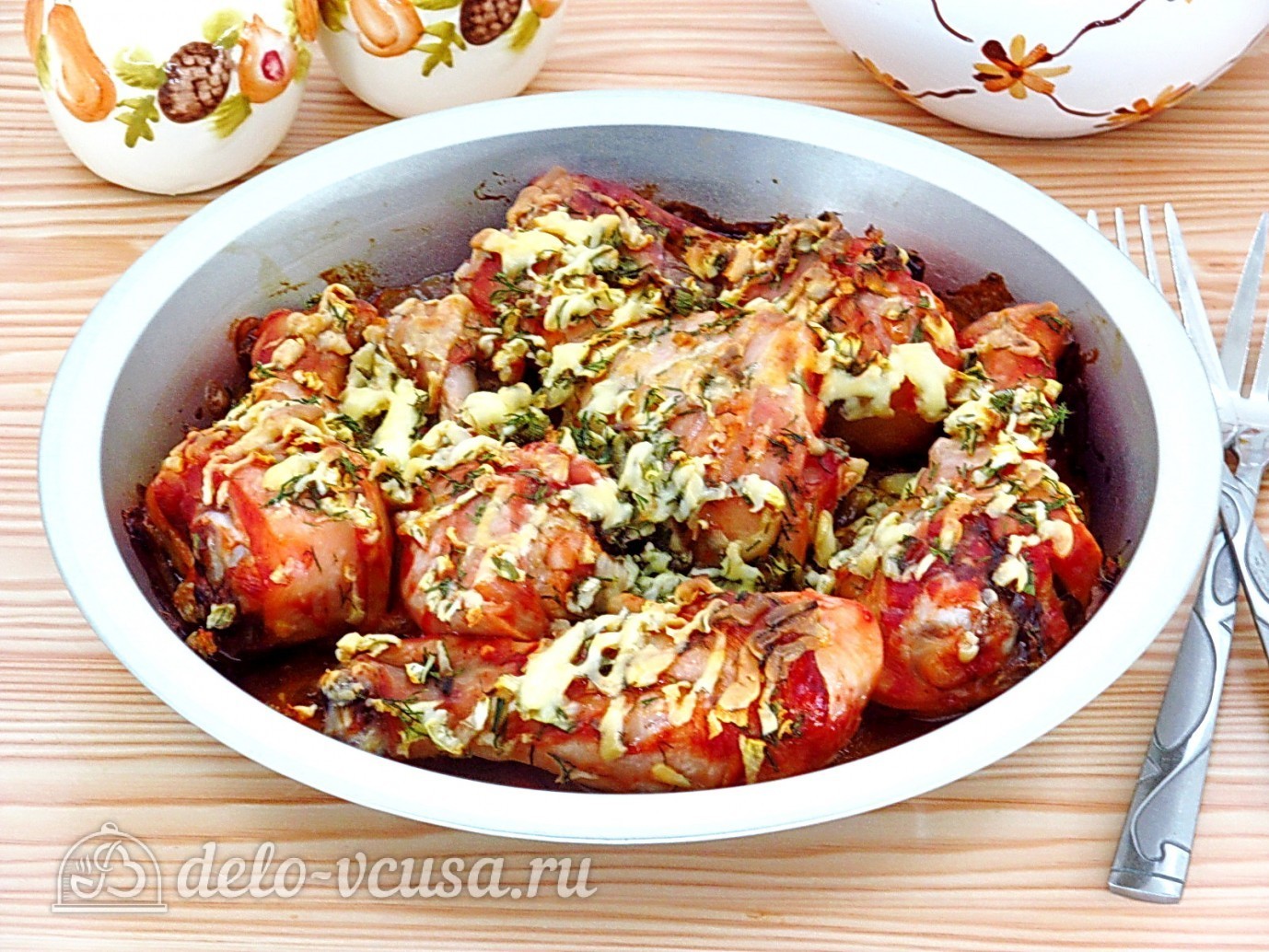 Шаг 12 приготовления Куриные голени с кетчупом в духовке