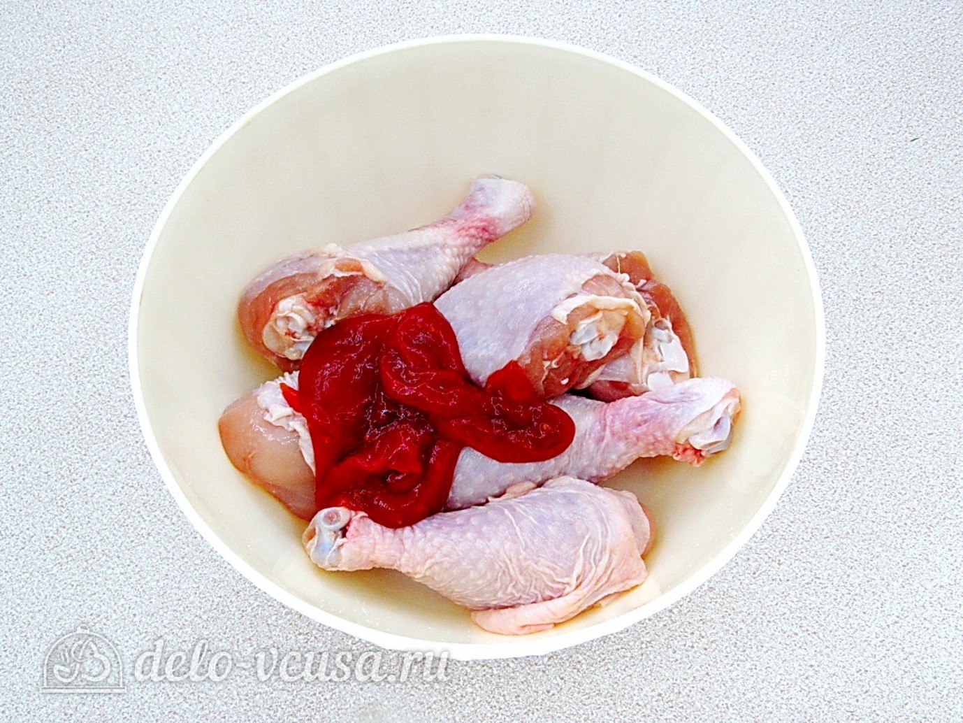 Шаг 2 приготовления Куриные голени с кетчупом в духовке