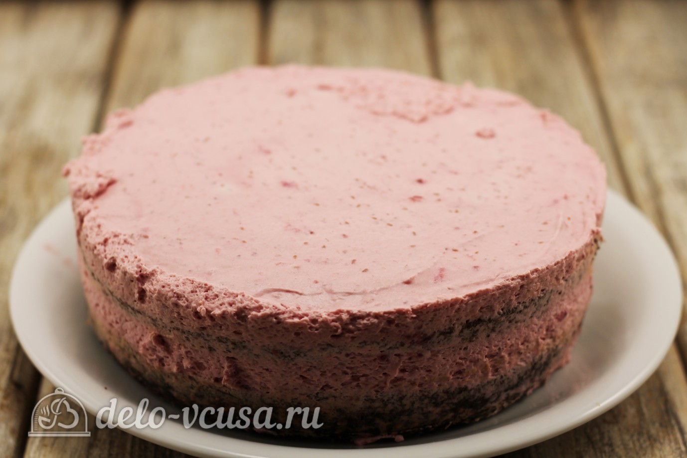 Шаг 11 приготовления Бисквитный торт с малиной