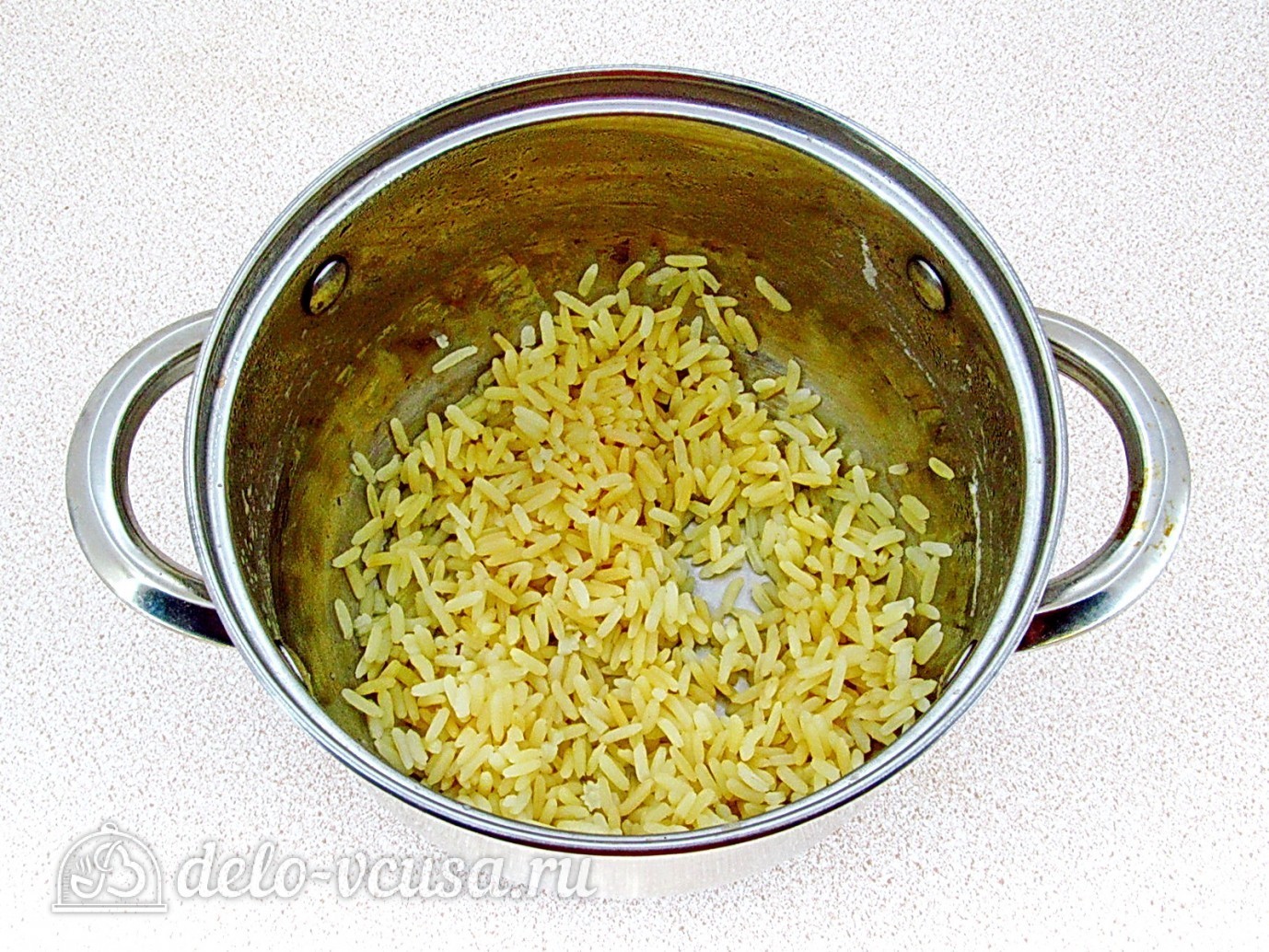 Шаг 1 приготовления Салат с кальмарами и рисом