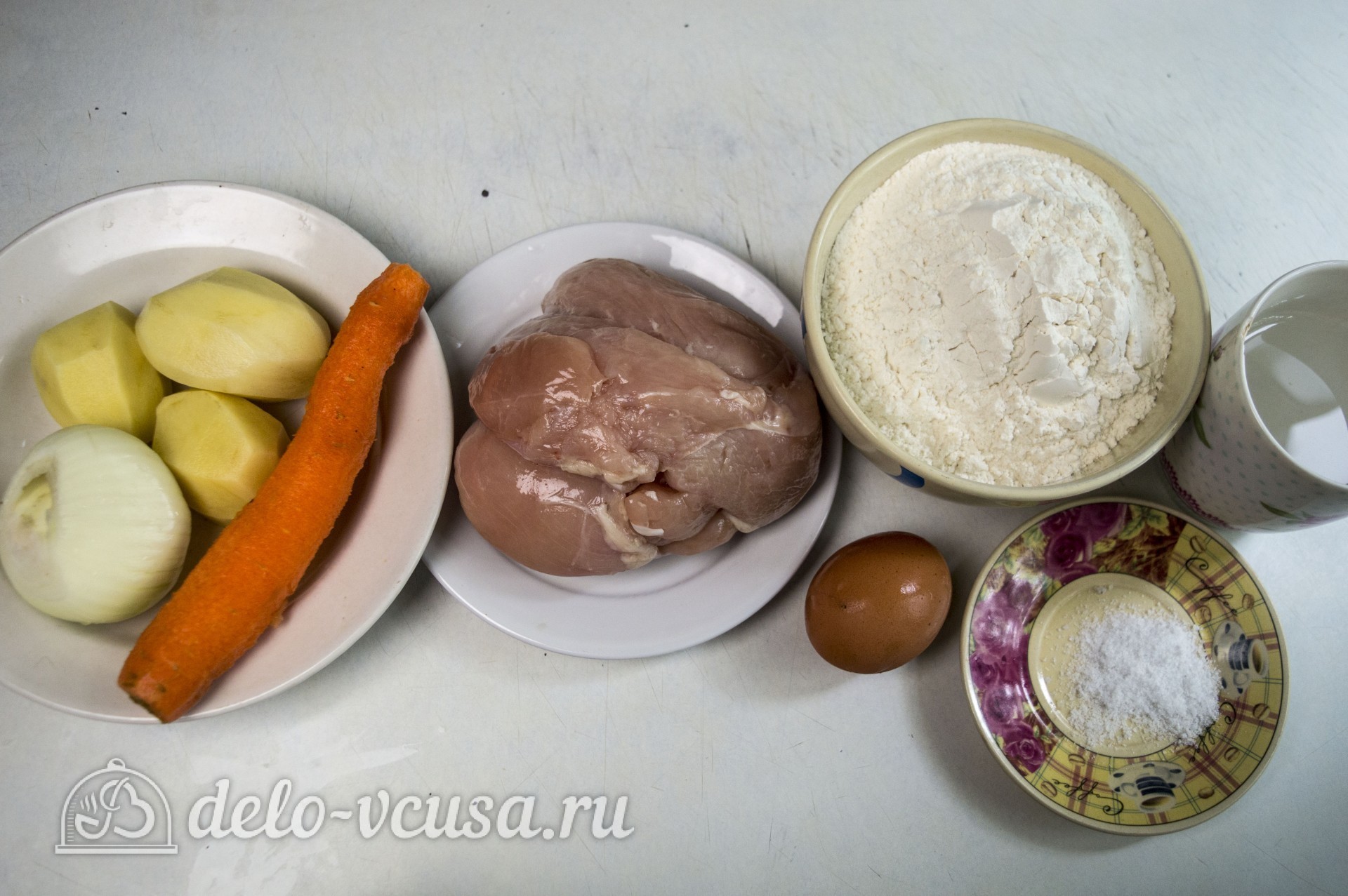 Фото ингредиенты Ханума с мясом и картофелем