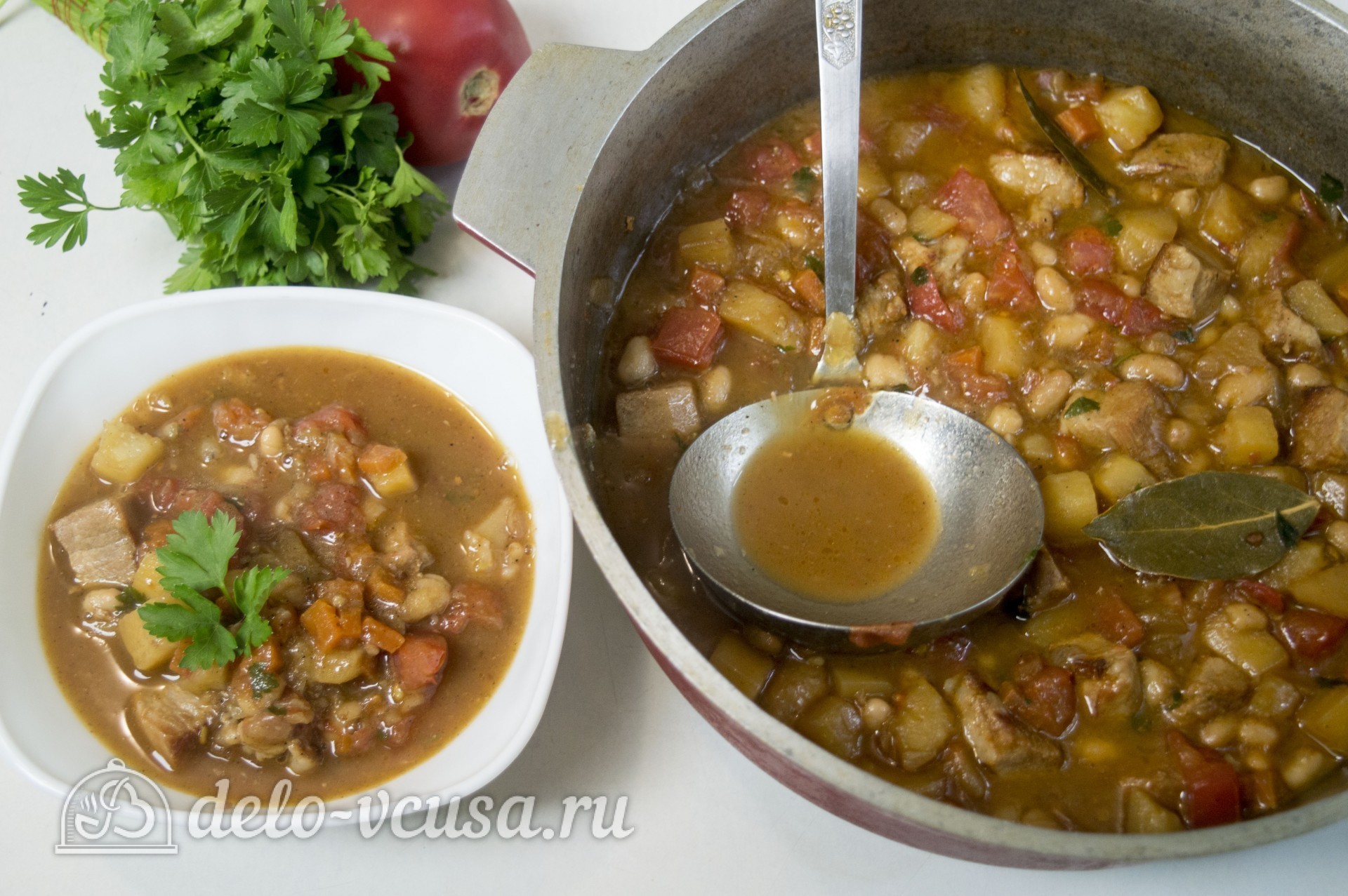 Шаг 7 приготовления Мясо с консервированной фасолью