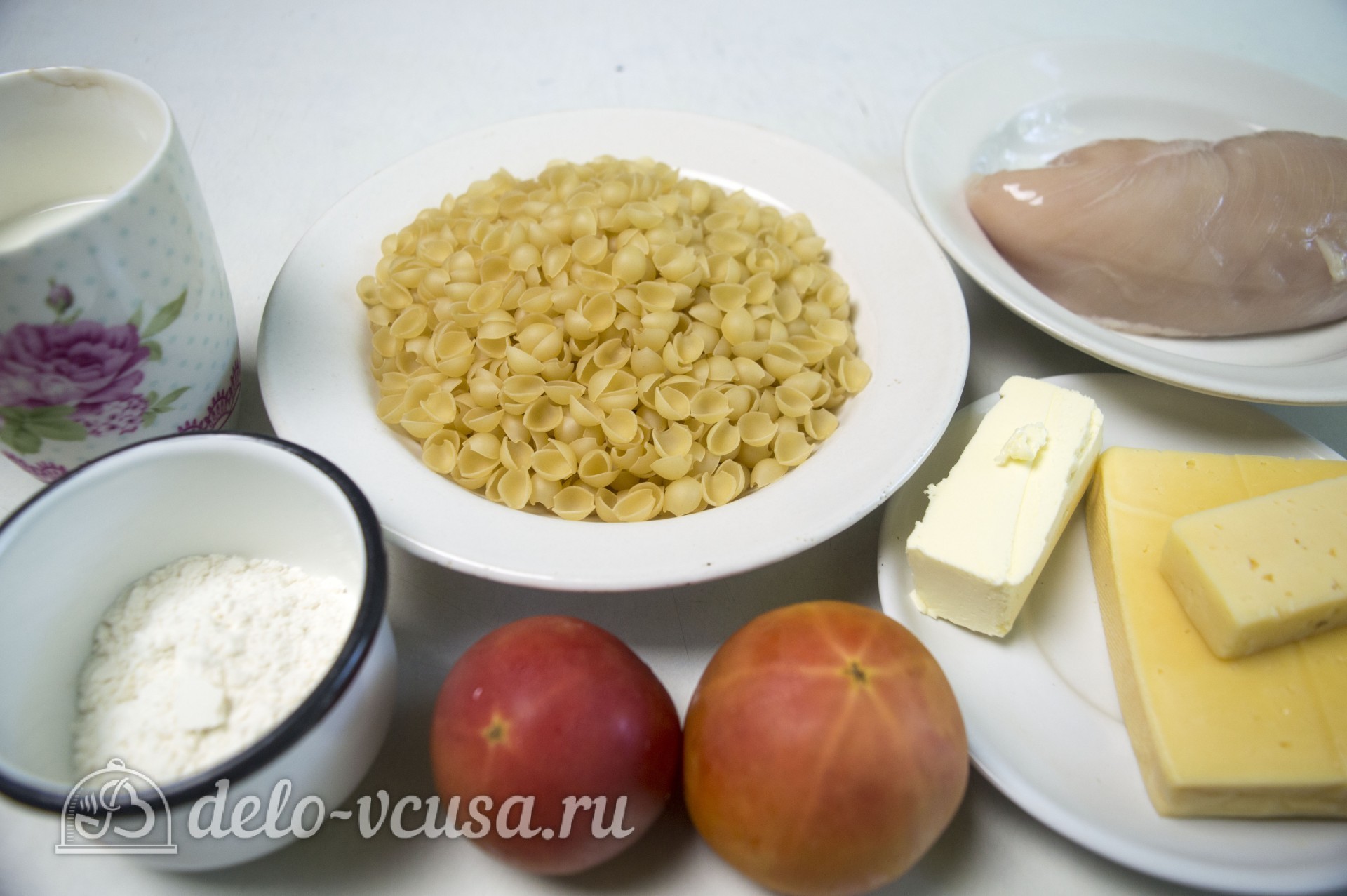 Ингредиенты Макароны с курицей и сырным соусом Фото ингредиенты Макароны с курицей и сырным соусом