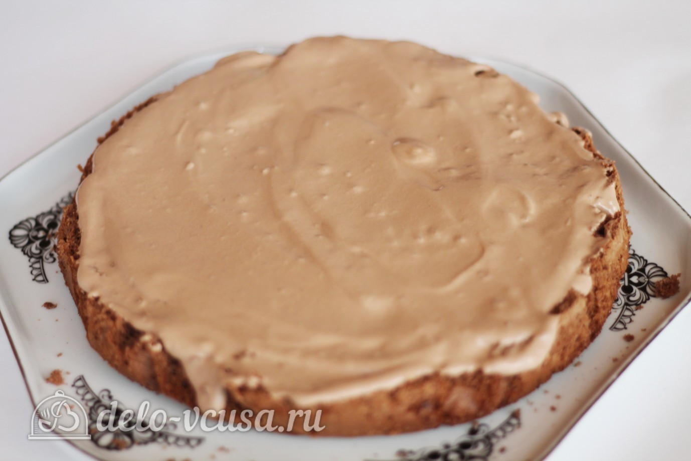 Шаг 10 приготовления Шоколадный торт с персиками