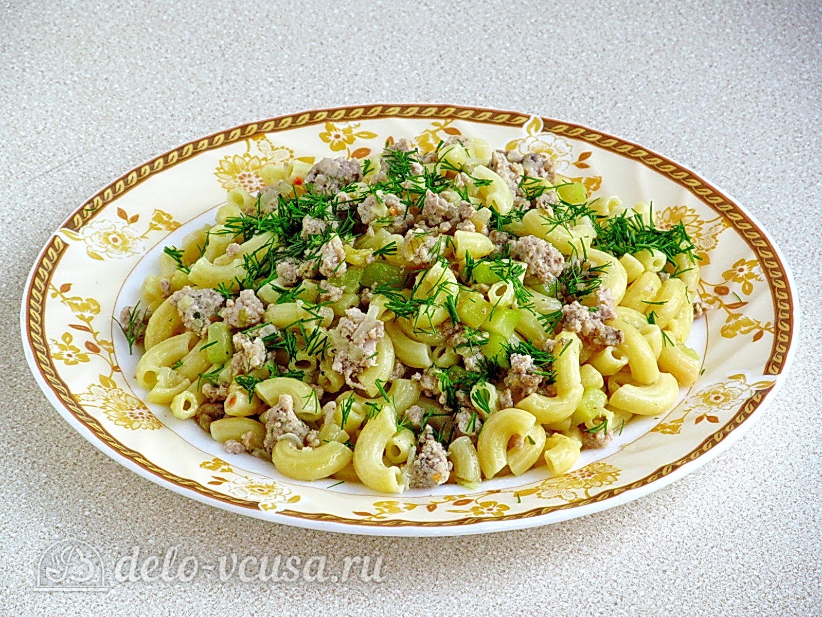 Шаг 12 приготовления Макароны с фаршем и кабачками