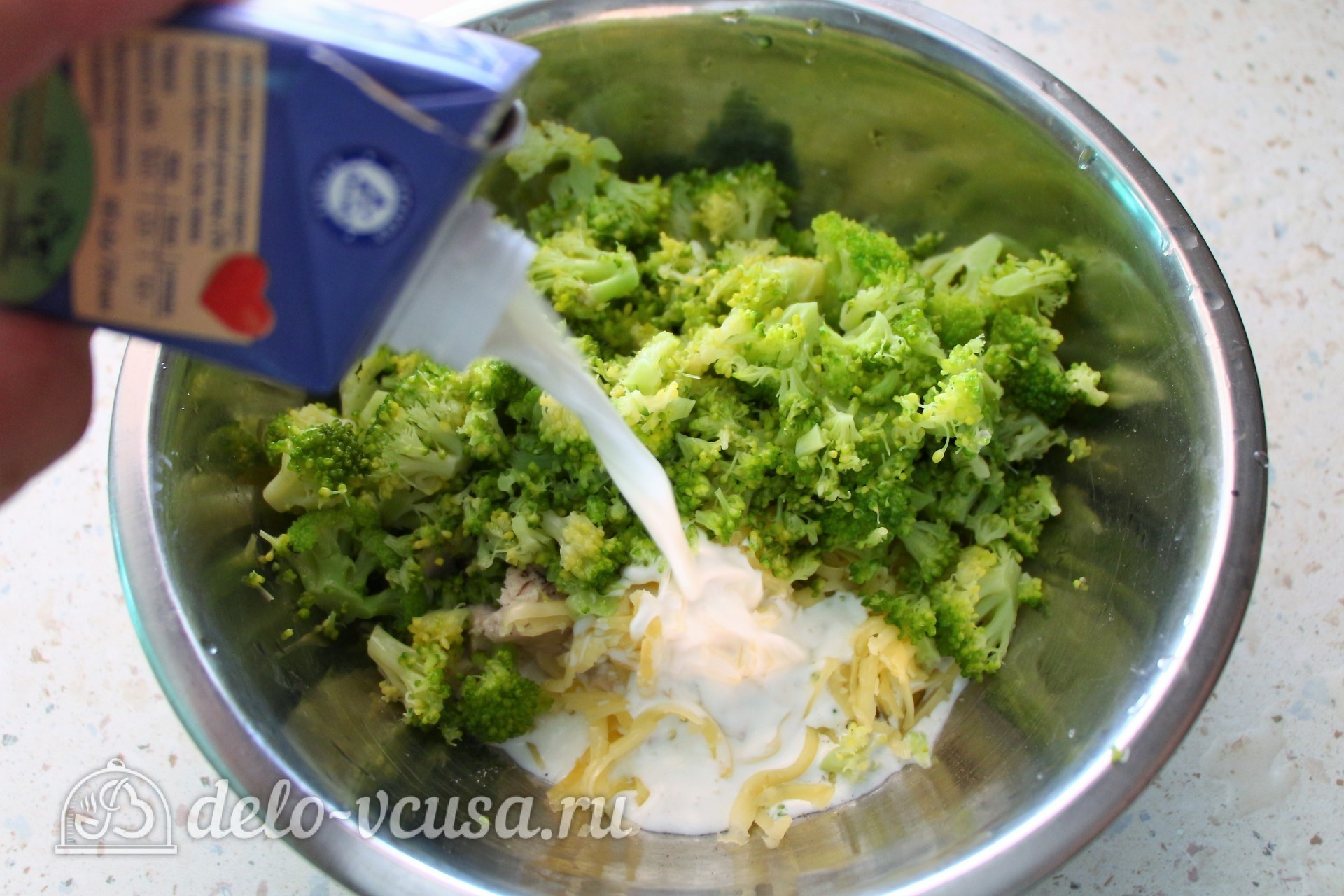 Шаг 12 приготовления Киш с курицей, брокколи и помидорами