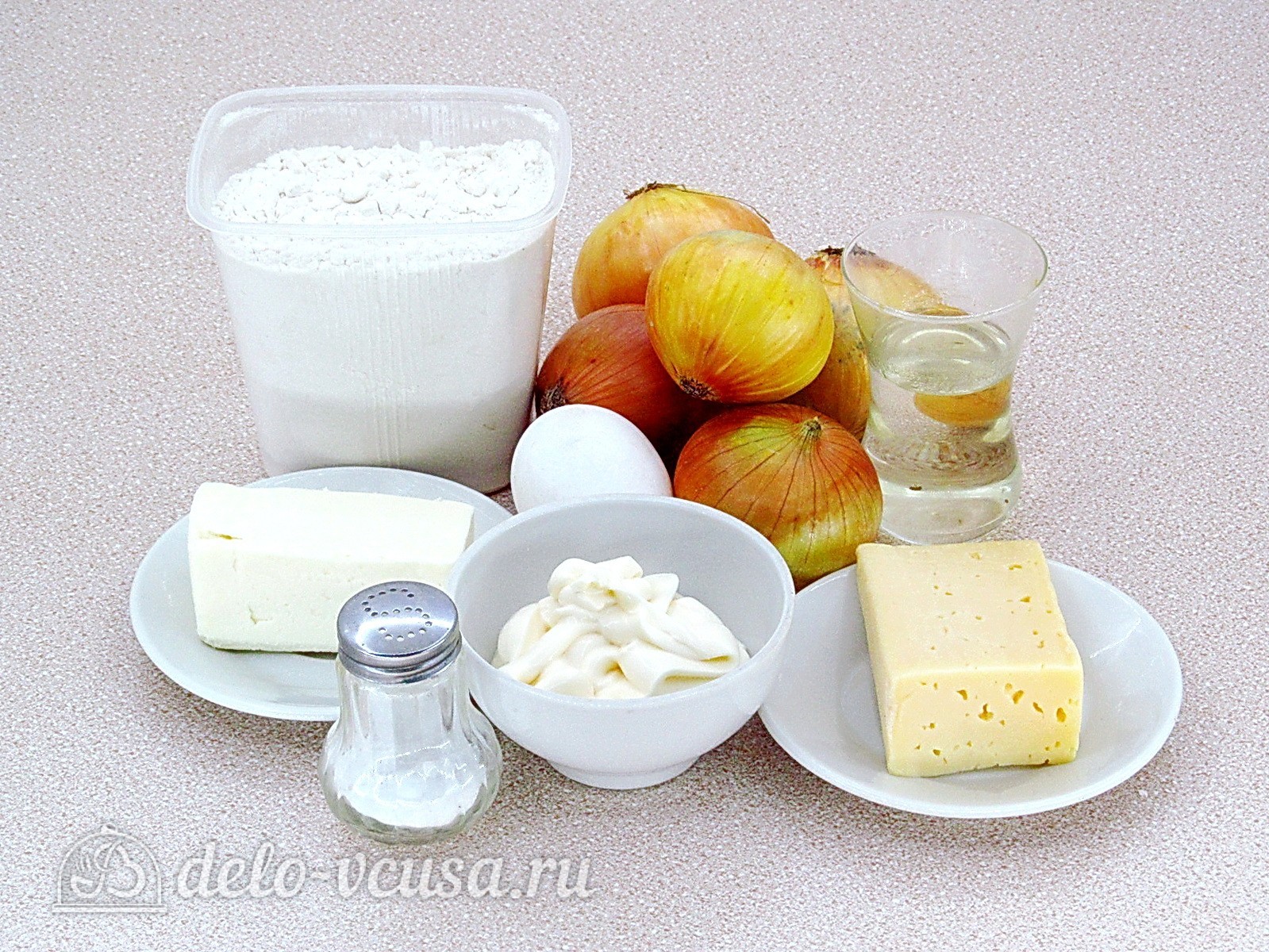 Фото ингредиенты Луковый пирог с сыром