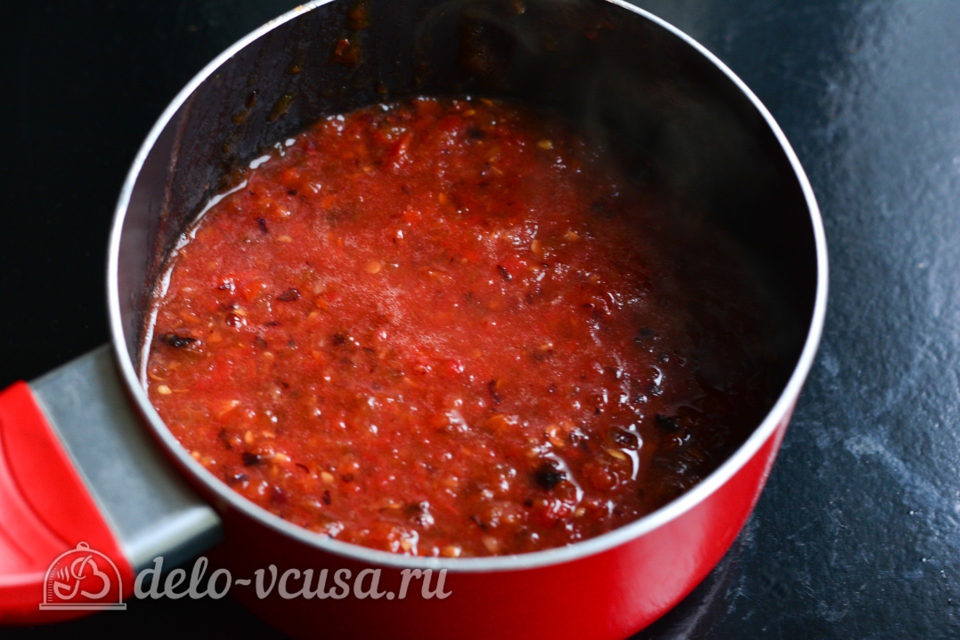 Шаг 5 приготовления Соус из сливы к мясу на зиму