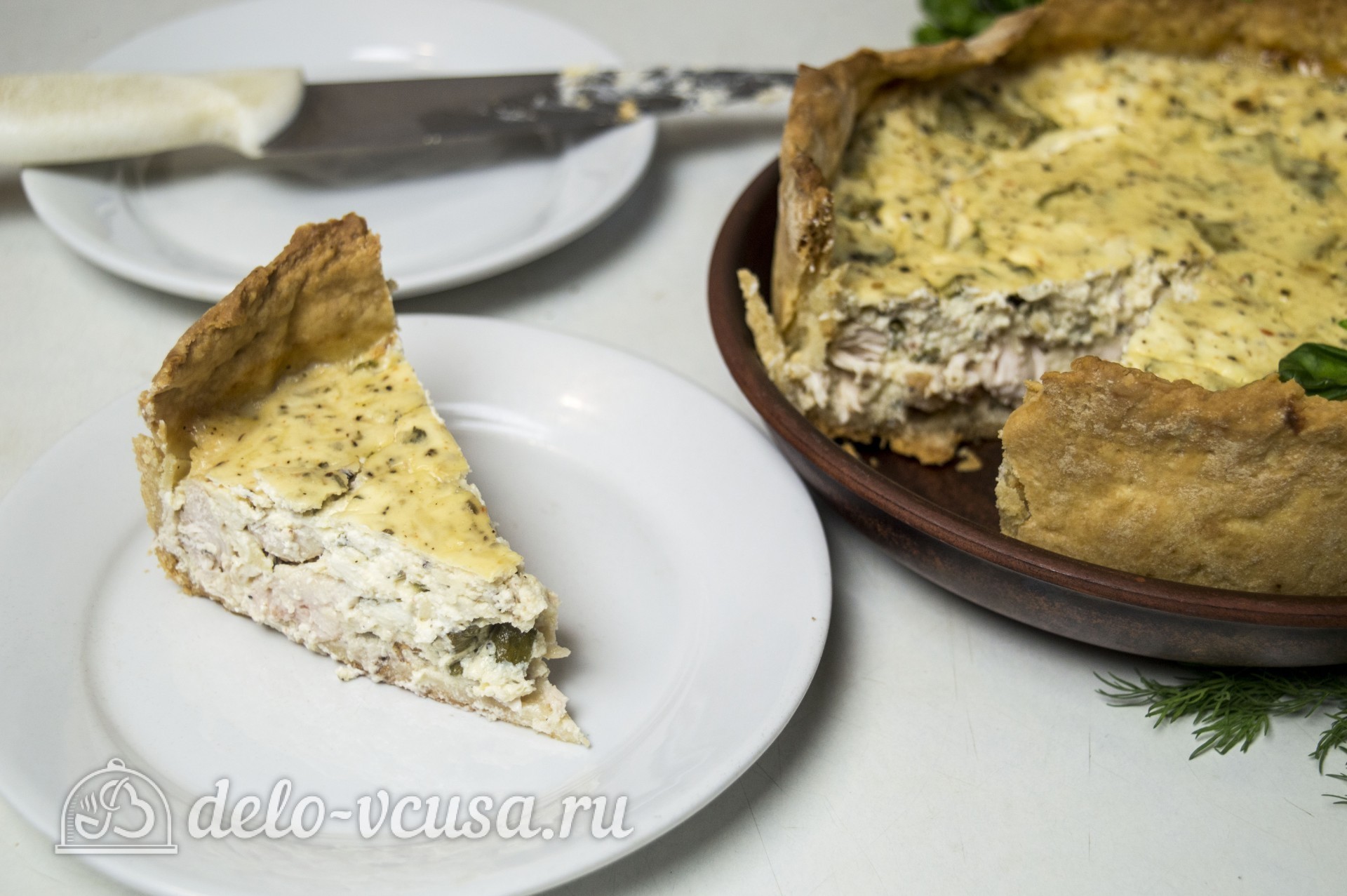 Шаг 13 приготовления Киш с курицей и сыром