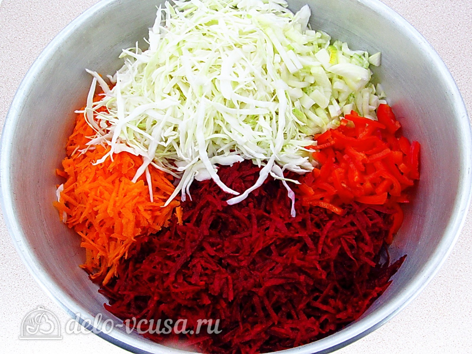 Шаг 6 приготовления Борщ на зиму с капустой и свеклой