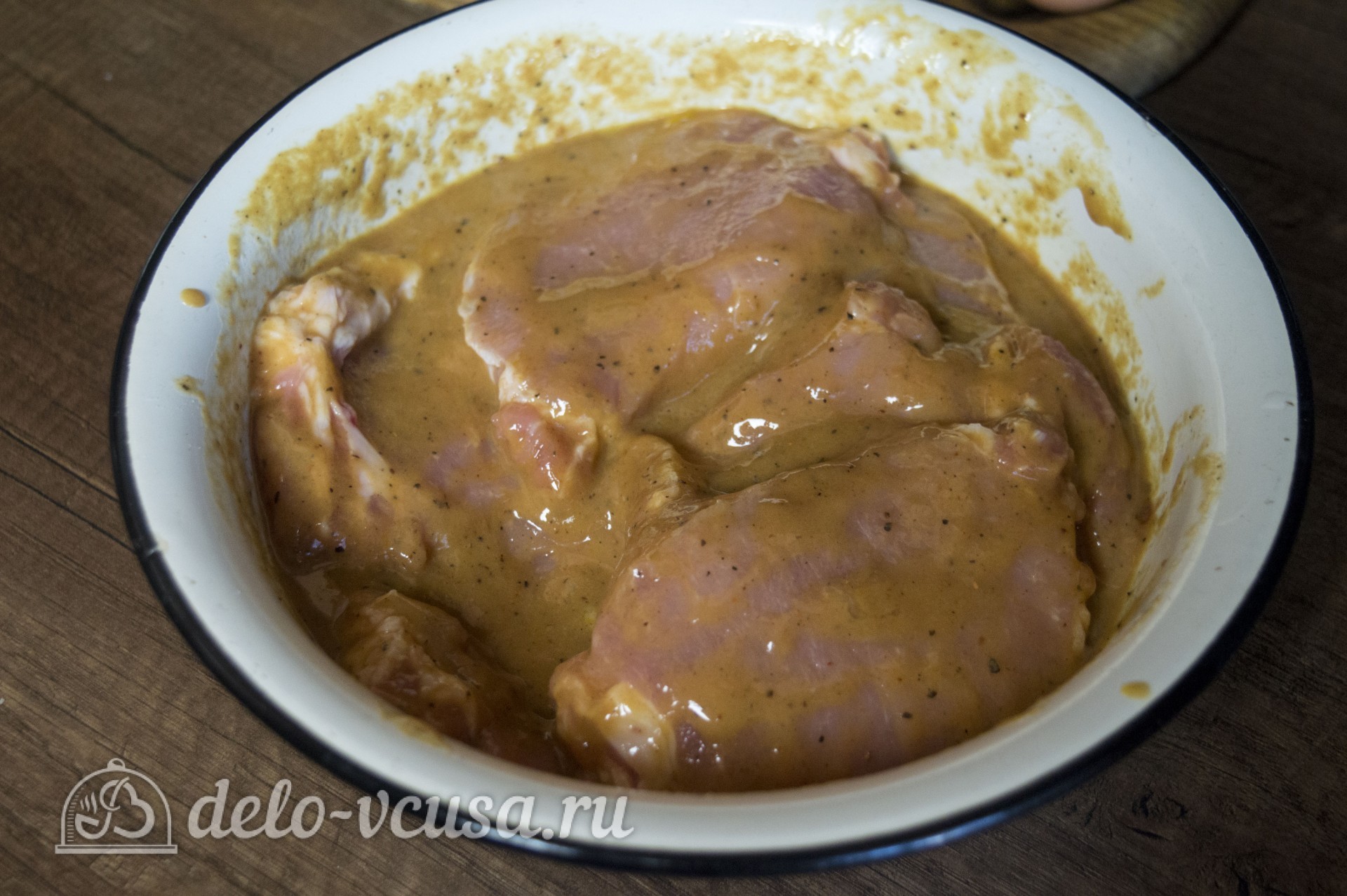Шаг 3 приготовления Мясо в горчичном маринаде