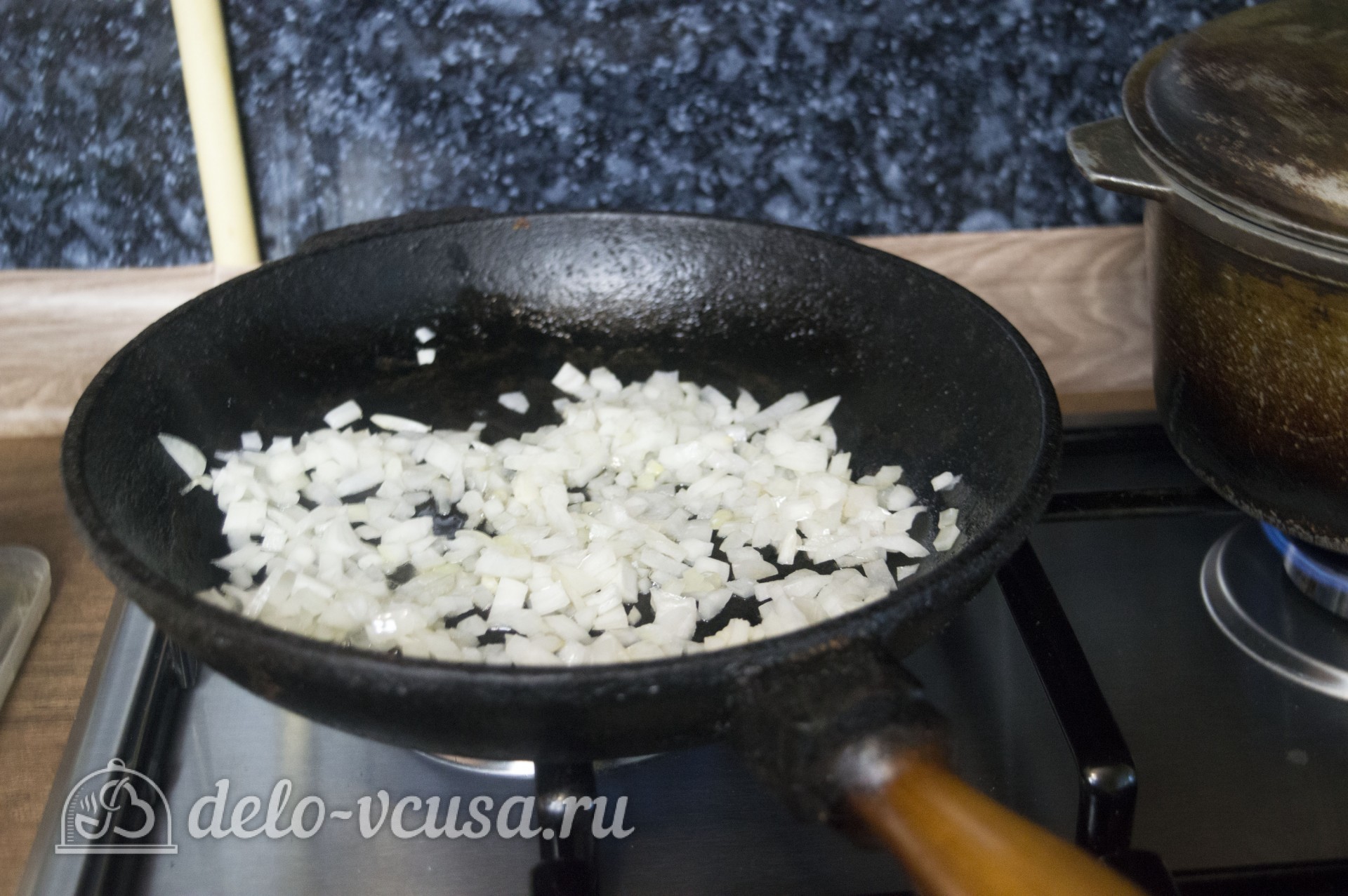 Шаг 2 приготовления Рис с кабачками и фаршем