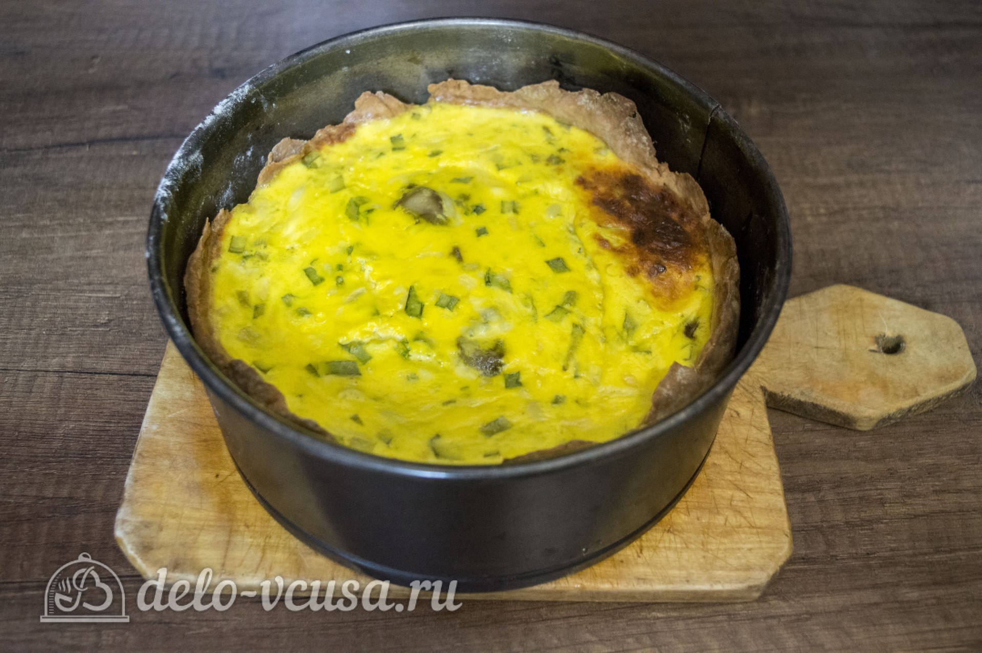 Шаг 9 приготовления Киш с грибами и луком пореем