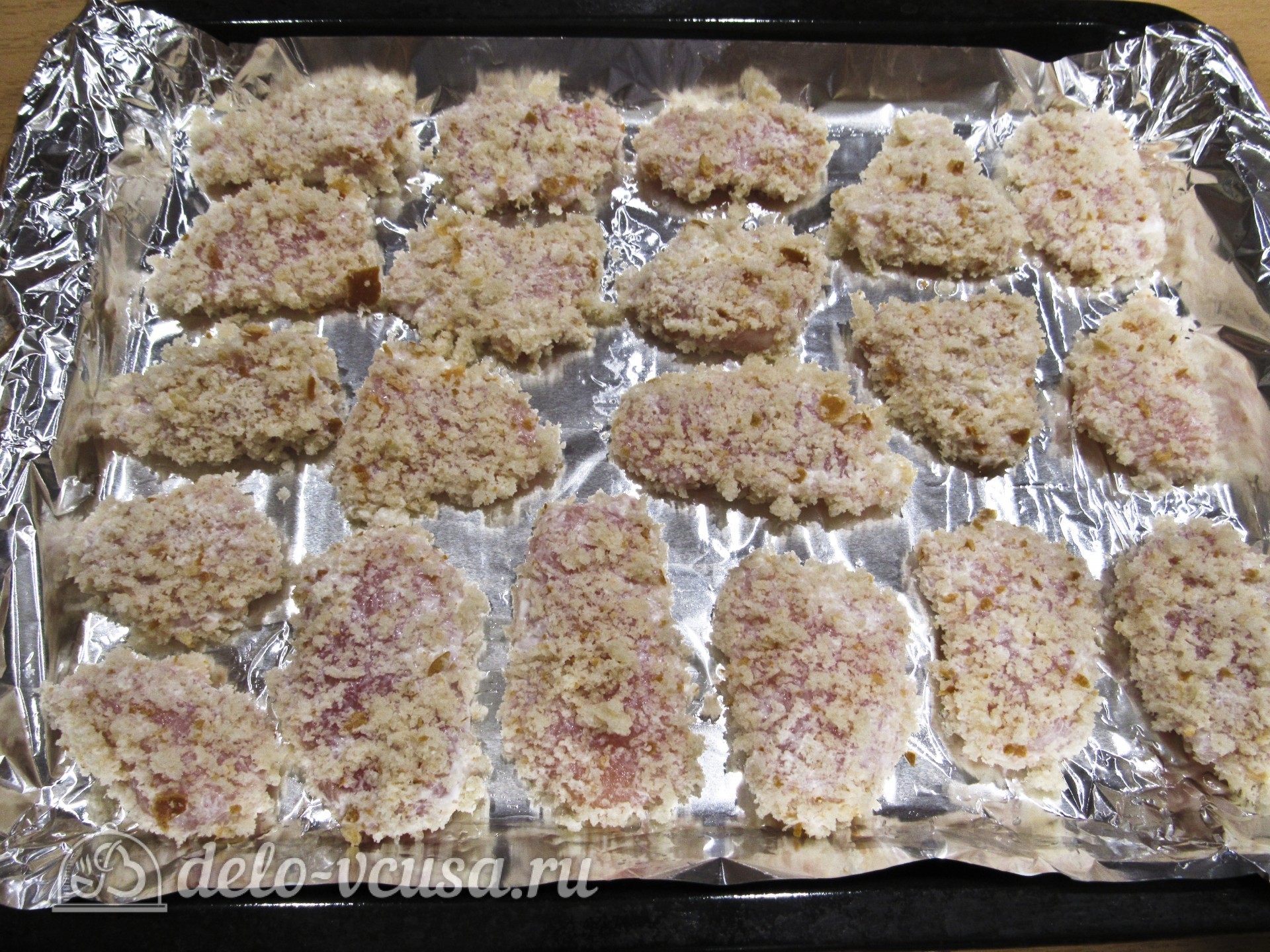 Шаг 10 приготовления Куриные наггетсы в духовке