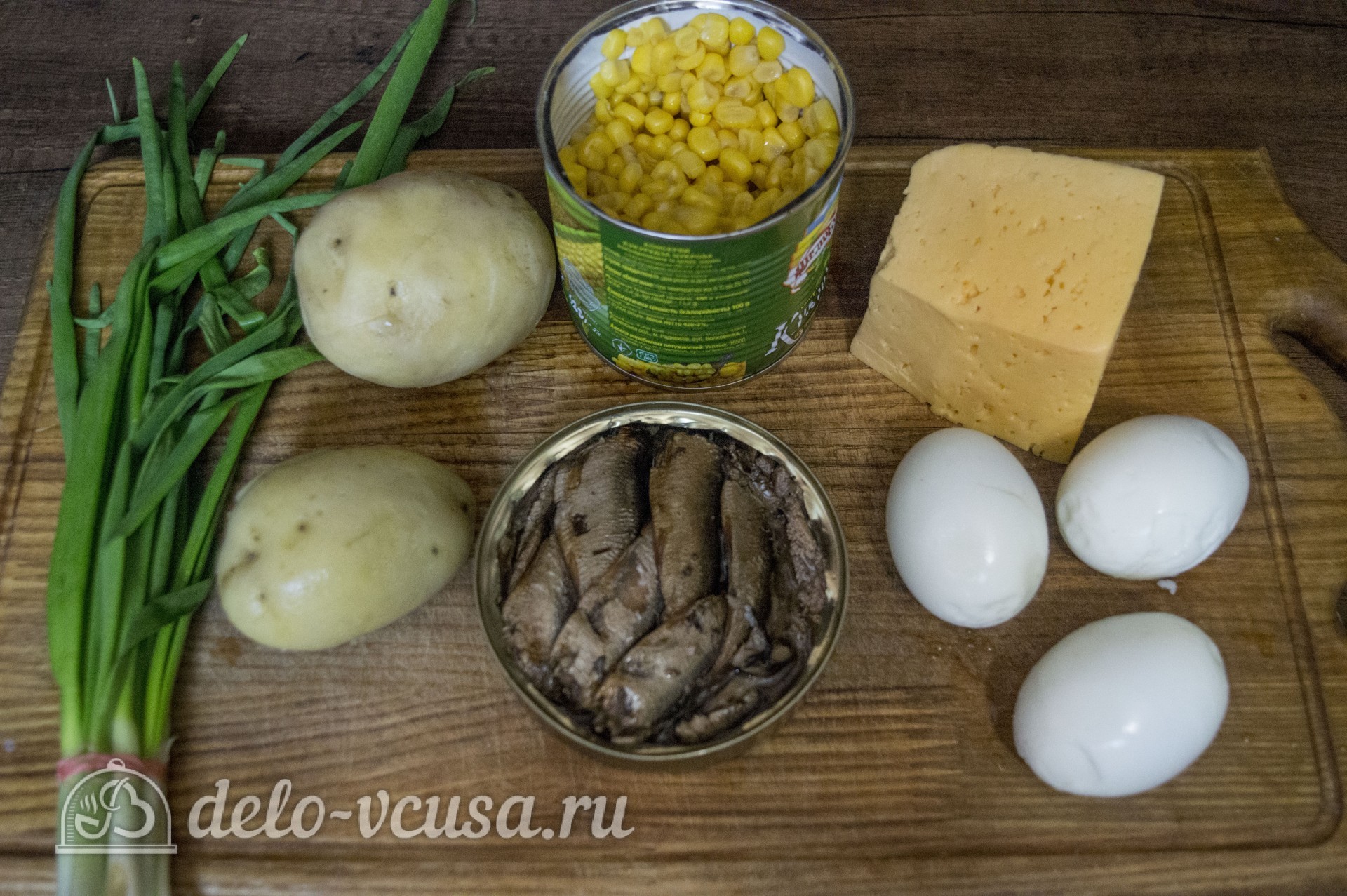 Ингредиенты Салат со шпротами и кукурузой Фото ингредиенты Салат со шпротами и кукурузой