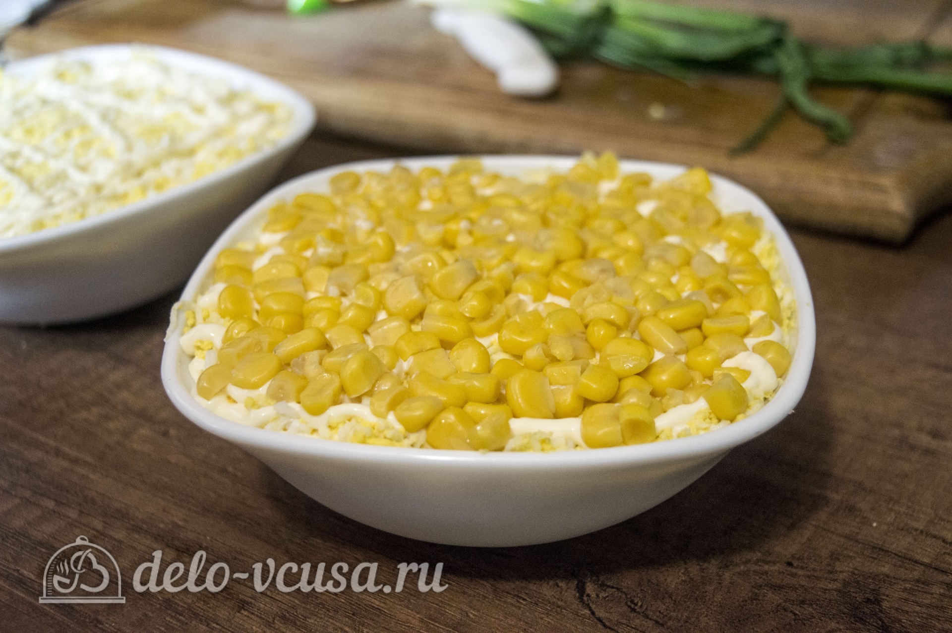Шаг 6 приготовления Салат со шпротами и кукурузой