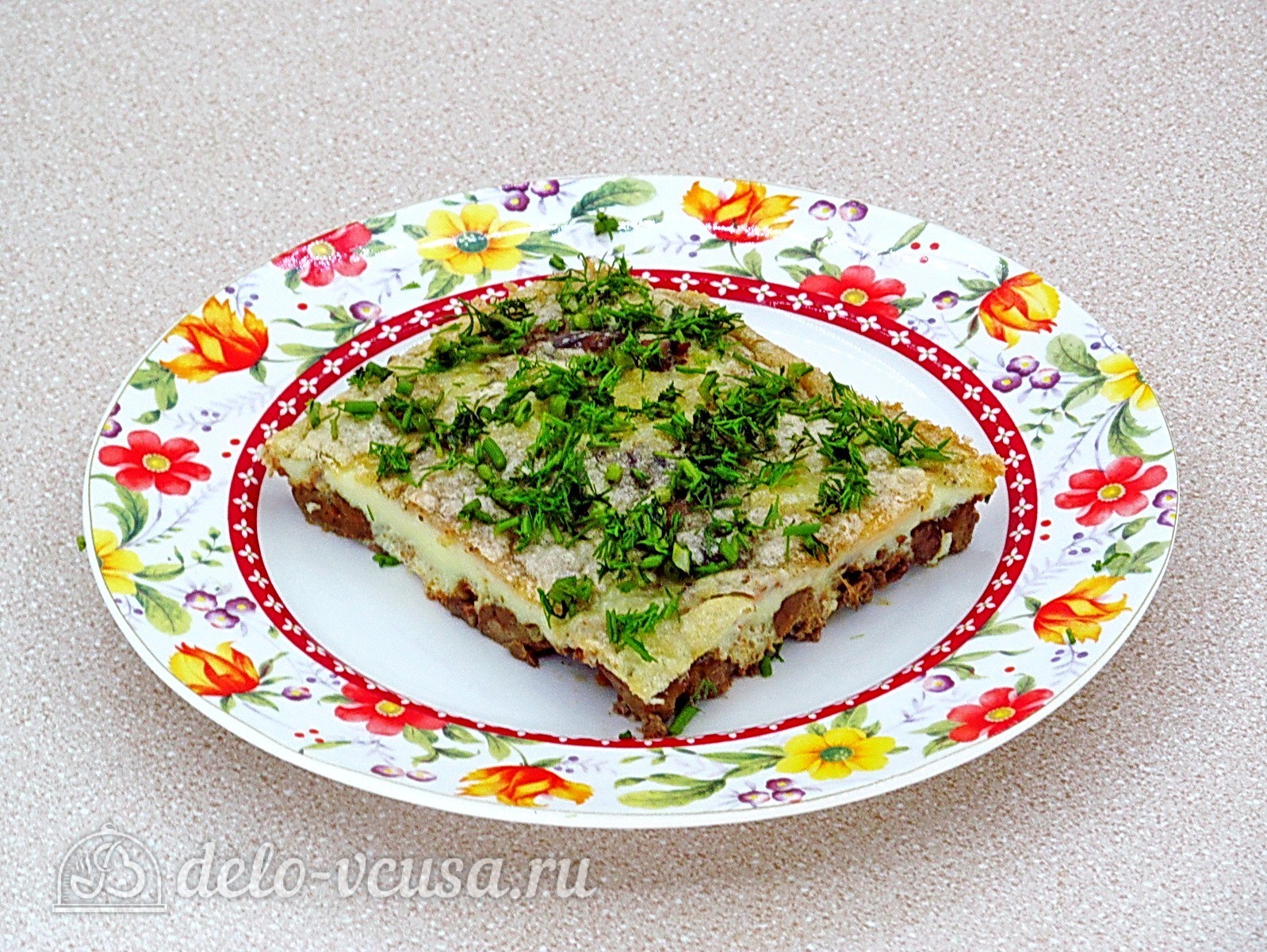 Шаг 13 приготовления Куриная печень с яйцом по-румынски