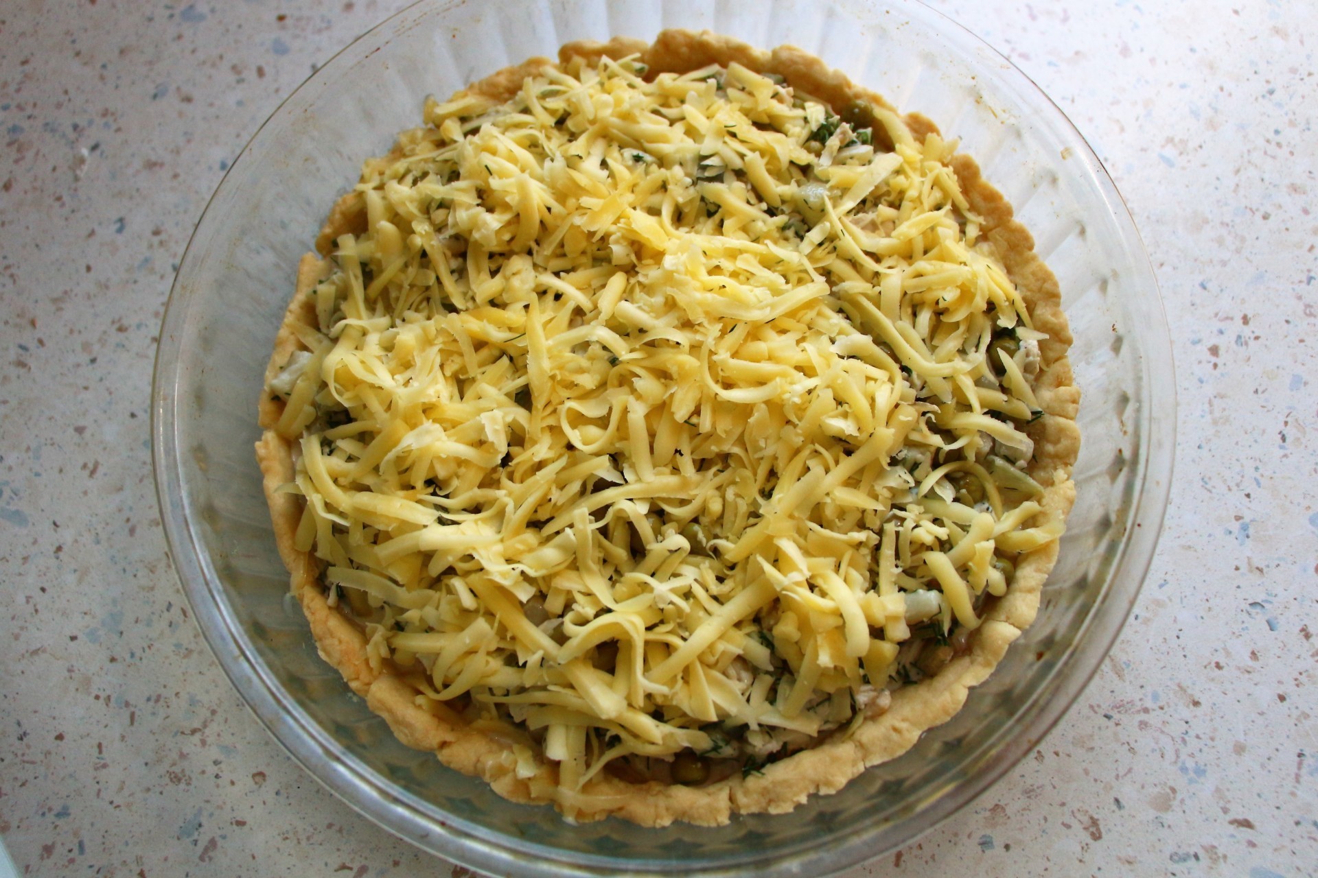 Шаг 11 приготовления Киш с курицей и кабачками