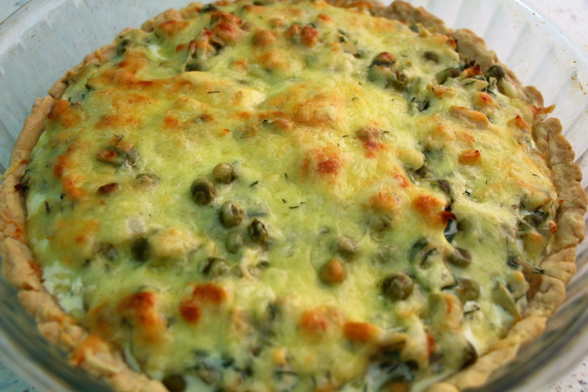 Шаг 12 приготовления Киш с курицей и кабачками